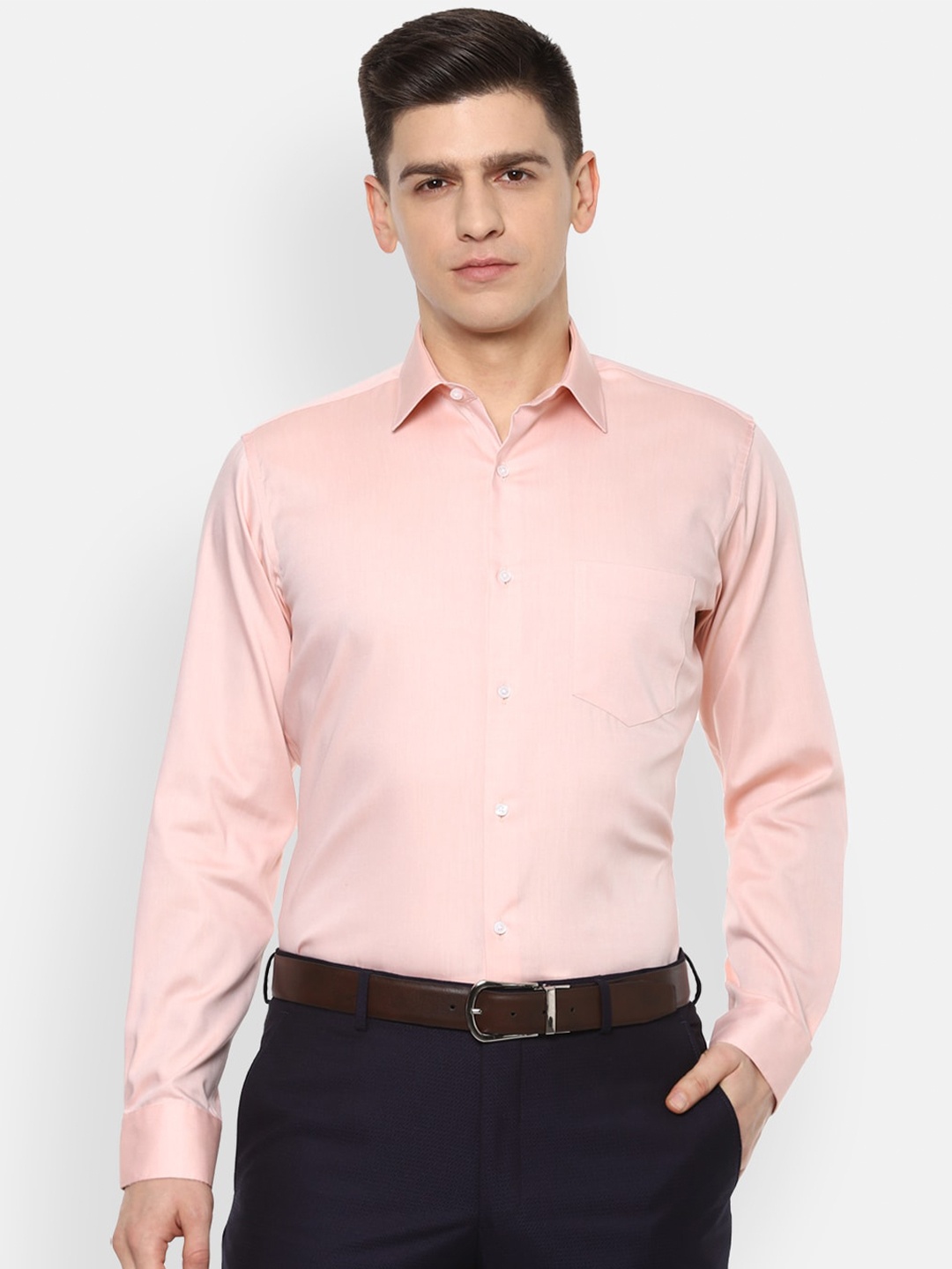 

Van Heusen Men Peach-Coloured Formal Shirt