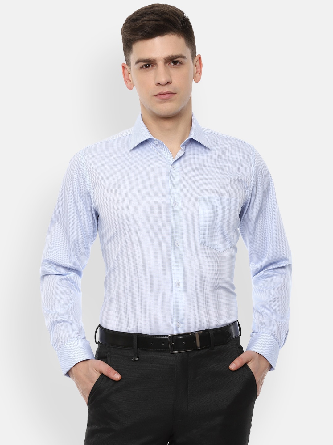 

Van Heusen Men Blue Micro Checked Formal Shirt