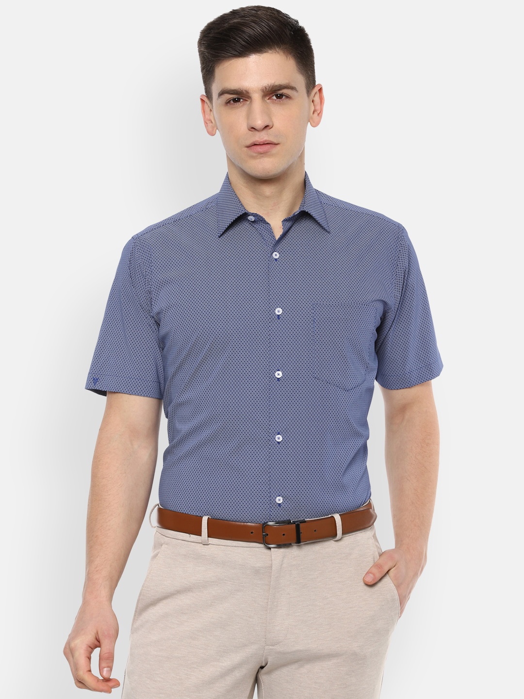 

Van Heusen Men Navy Blue Checked Formal Shirt