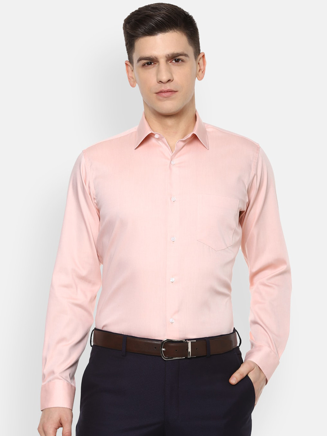 

Van Heusen Men Peach-Coloured Formal Shirt
