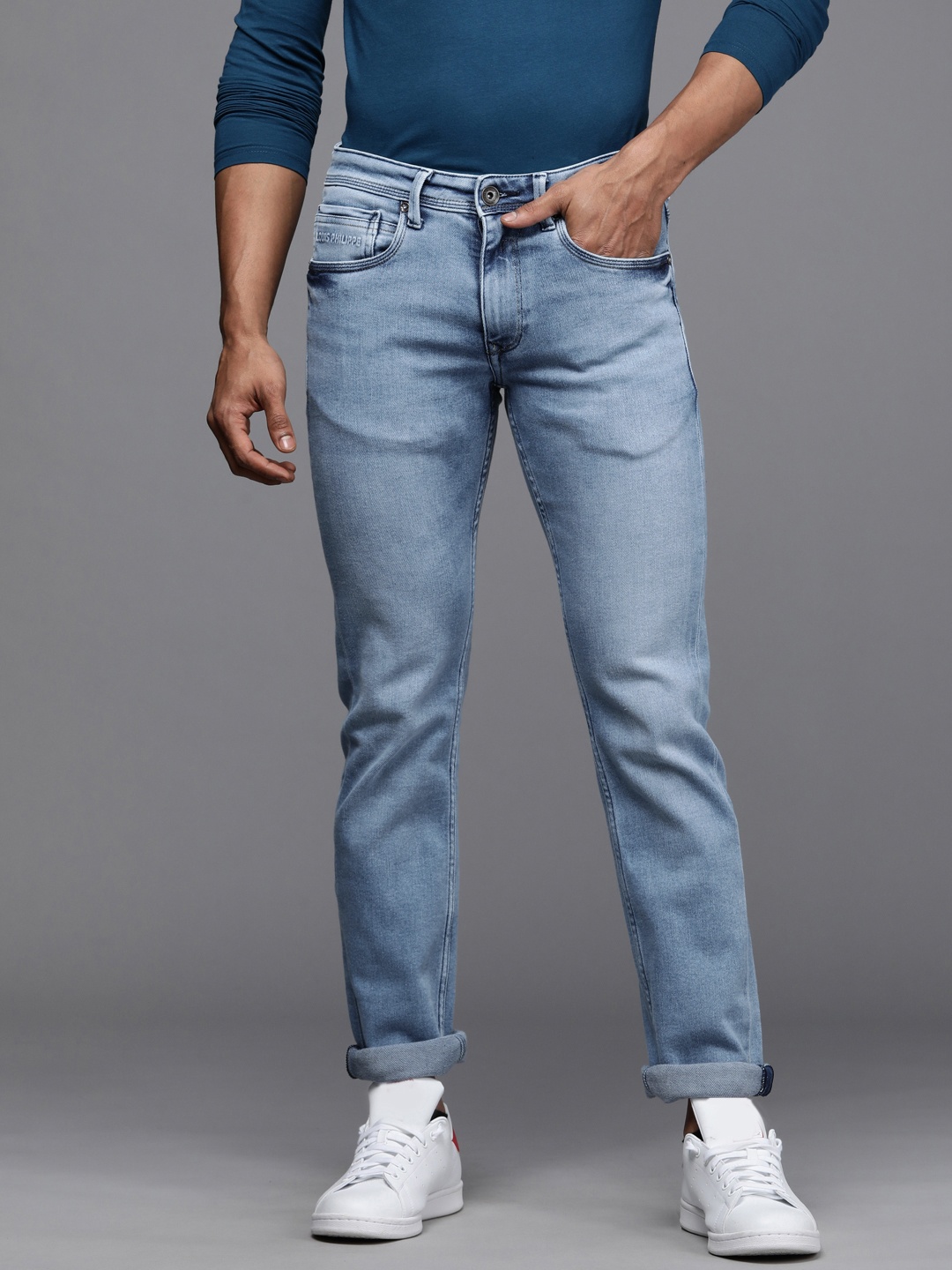 

Louis Philippe Jeans Men Blue MATT Slim FitLow-Rise Light Fade Stretchable Jeans
