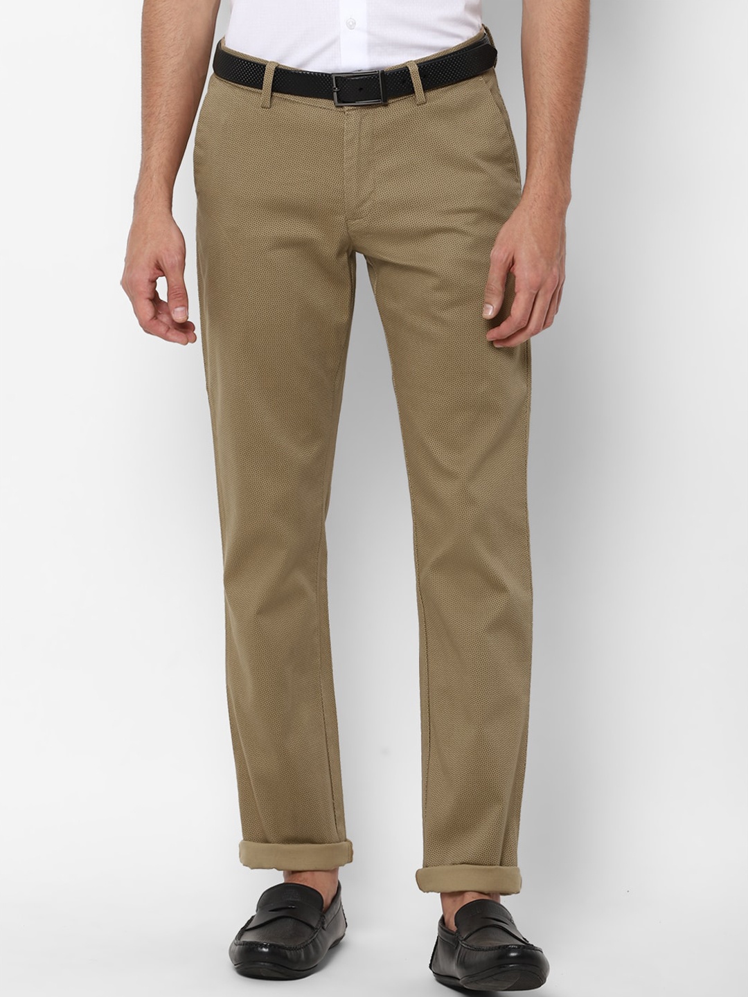 

Allen Solly Men Khaki Textured Slim Fit Trousers