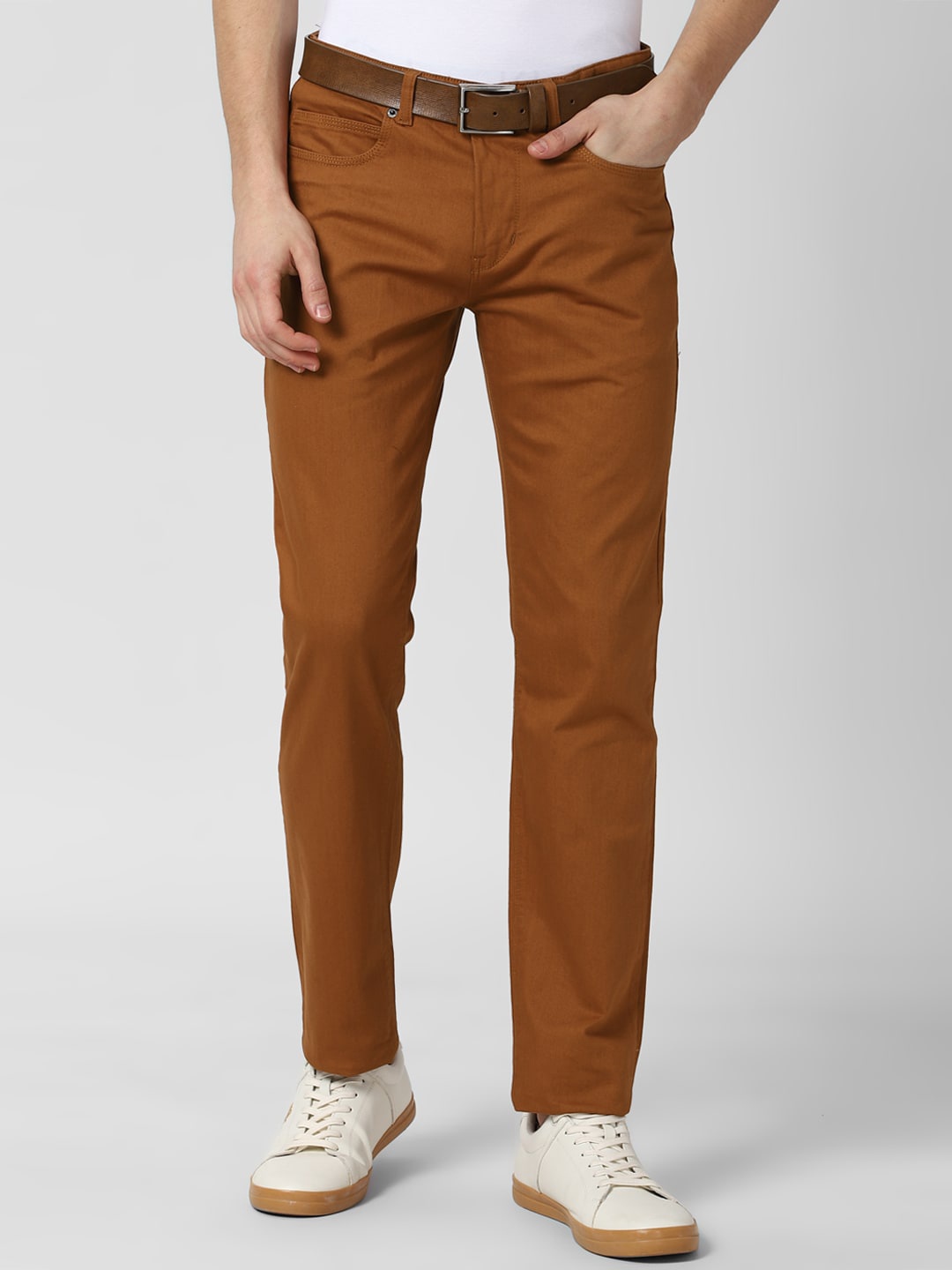 

Peter England Casuals Men Brown Solid Chinos Trousers