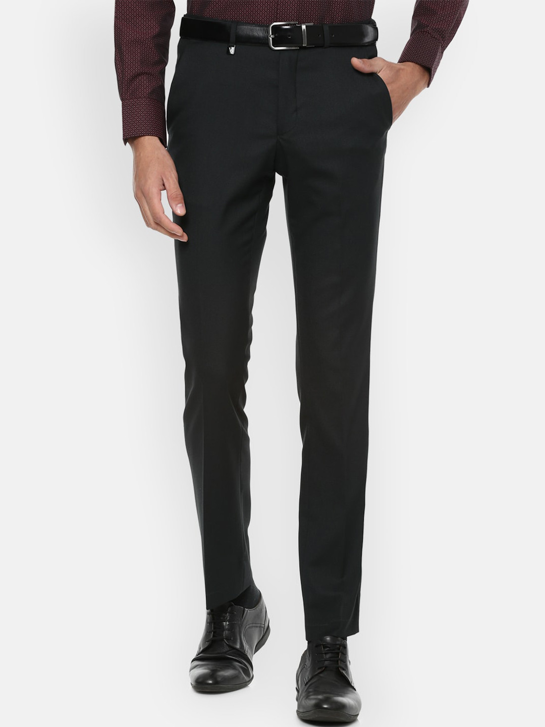 

V Dot Men Black Skinny Fit Formal Trousers