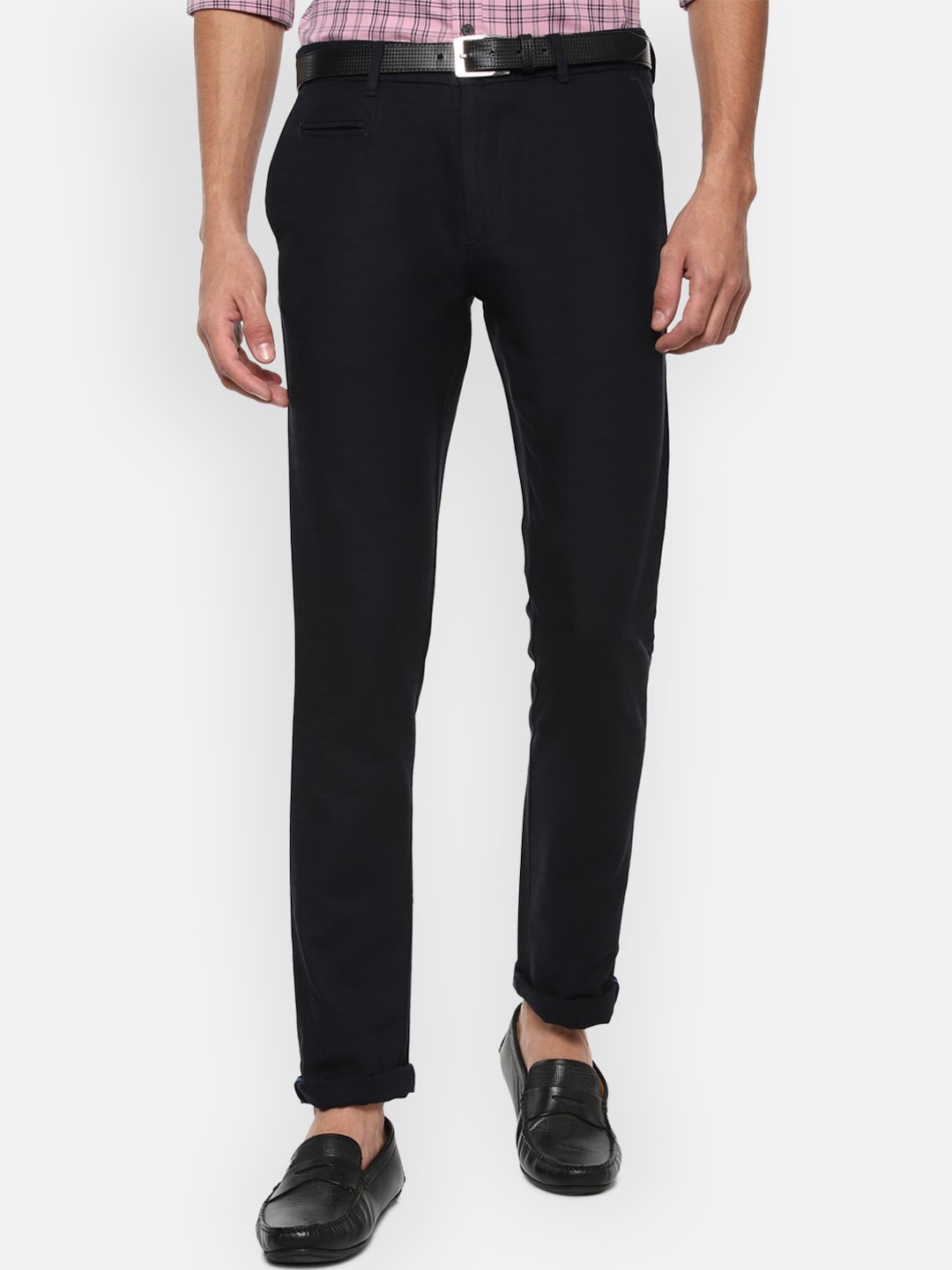 

V Dot Men Navy Blue Slim Fit Trousers