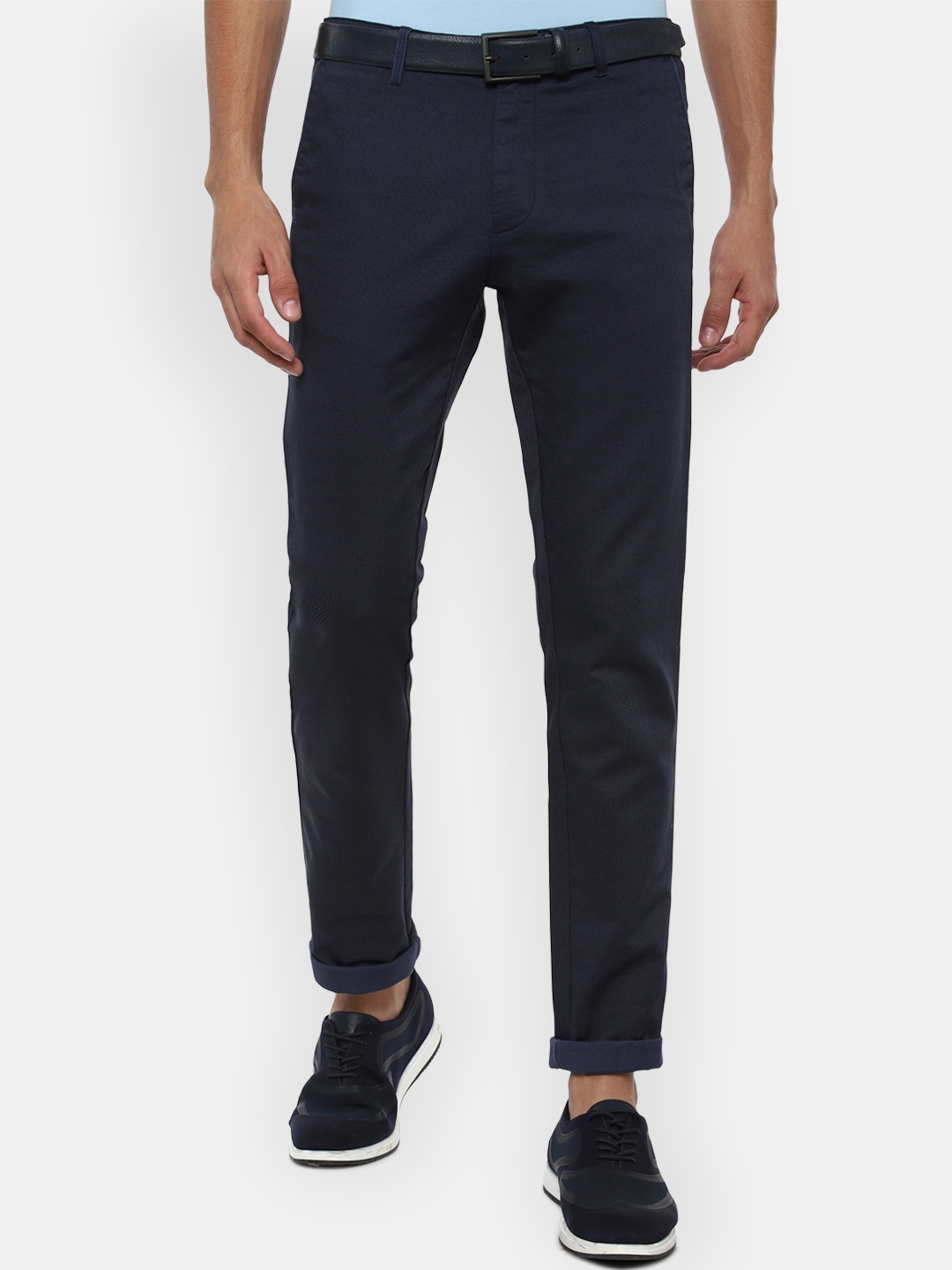 

V Dot Men Navy Blue Slim Fit Chinos Trousers