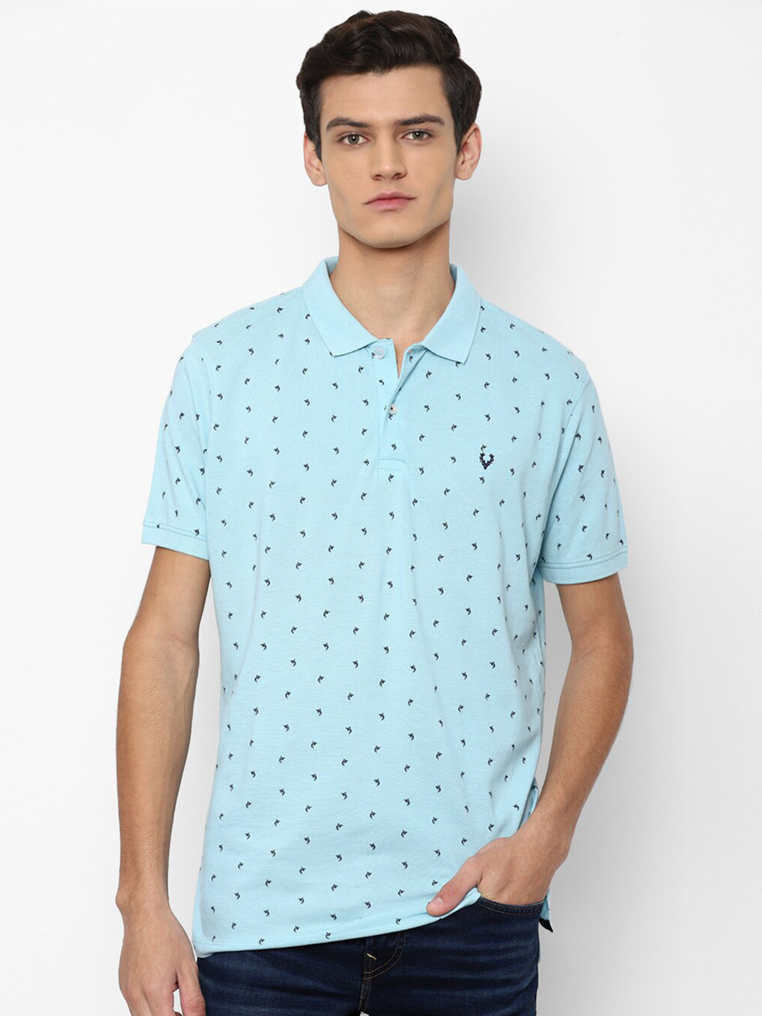 

Allen Solly Men Blue Printed Polo Collar Pockets T-shirt