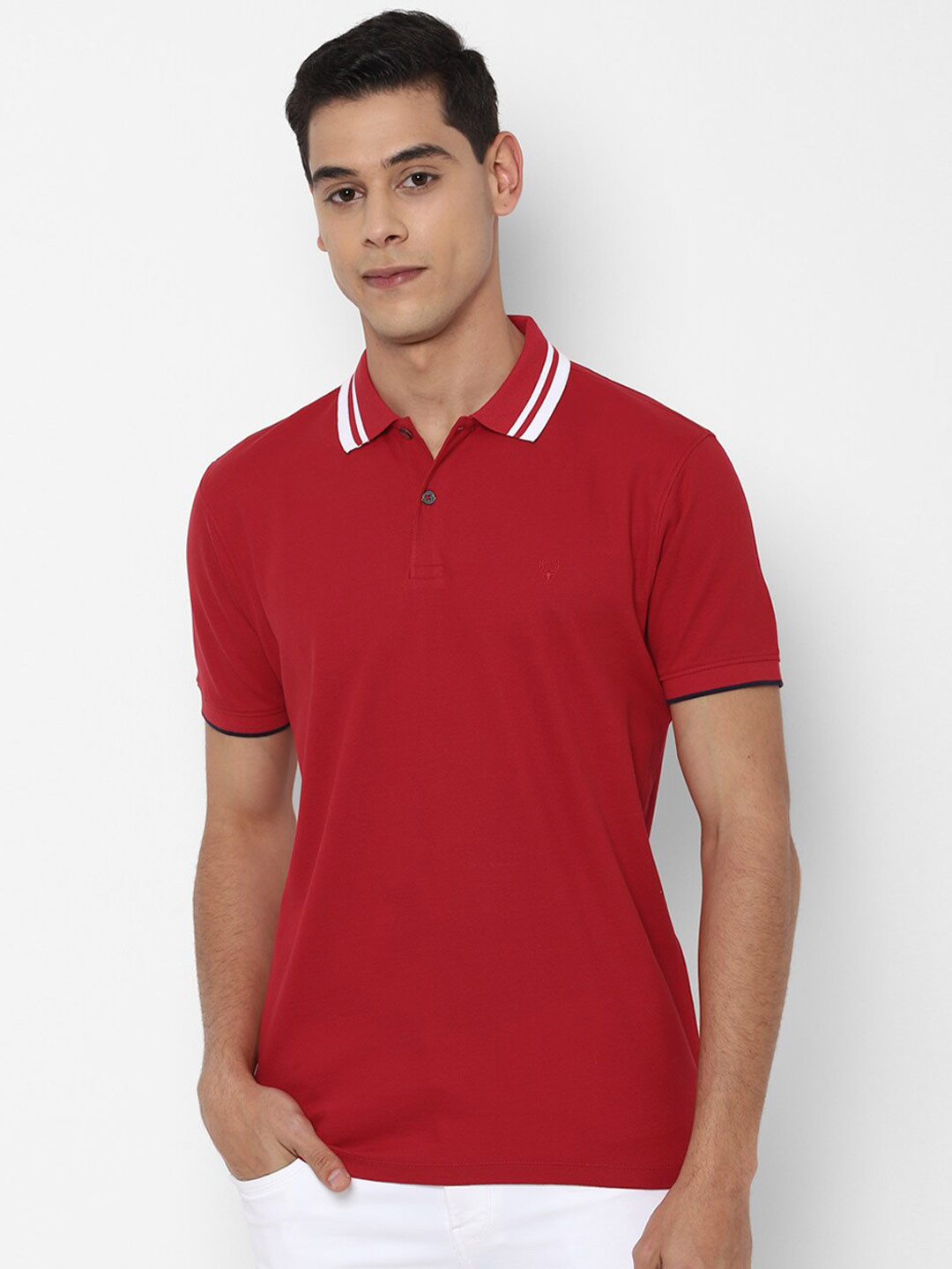 

Allen Solly Men Red Polo Collar Applique T-shirt