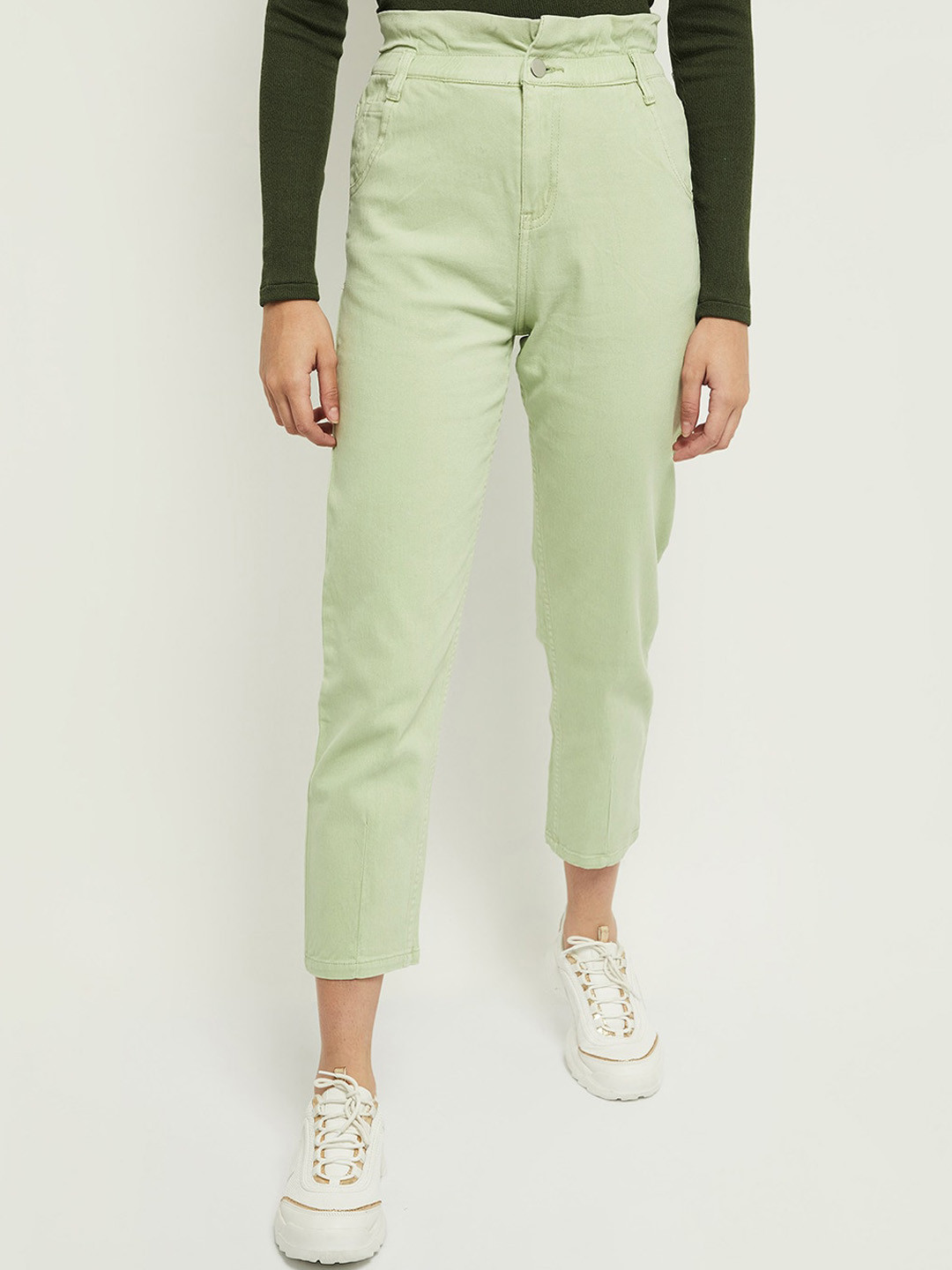 

max Women Green High Waist Trousers