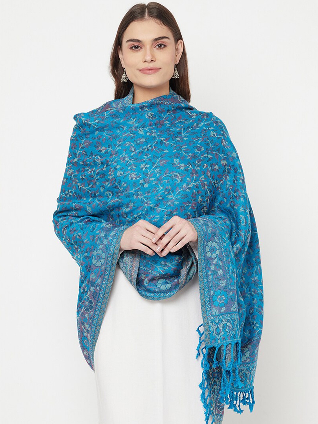 

Safaa Women Blue & Pink Woven Design Shawl