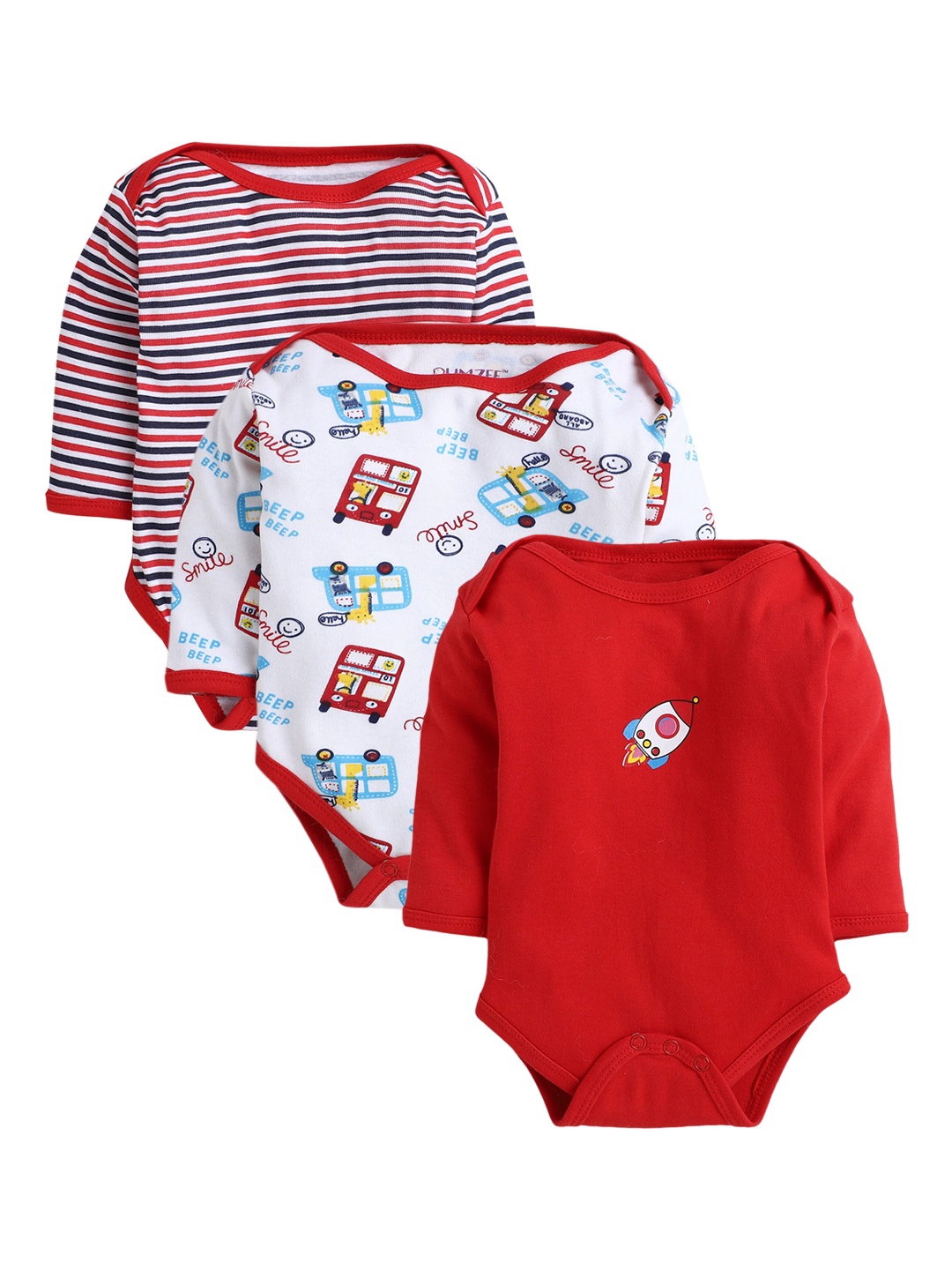 

BUMZEE Infant Boys Pack of 3 Pure Cotton Bodysuits, Red