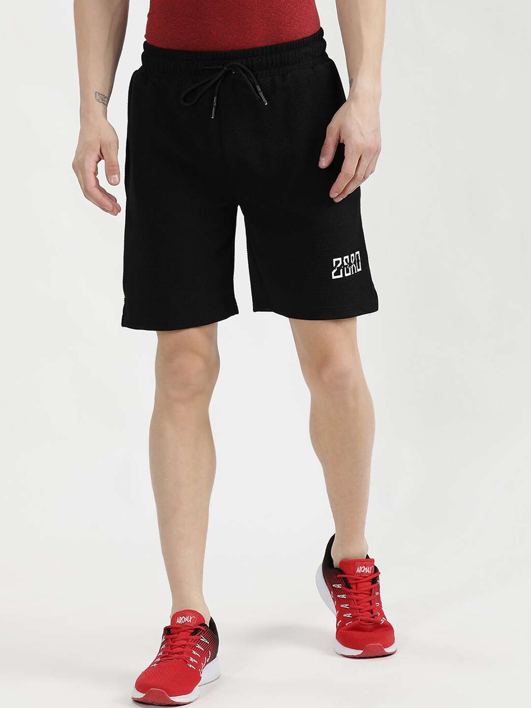 

V2 Value & Variety Men Black Cotton Self-Design Mid-Rise Shorts