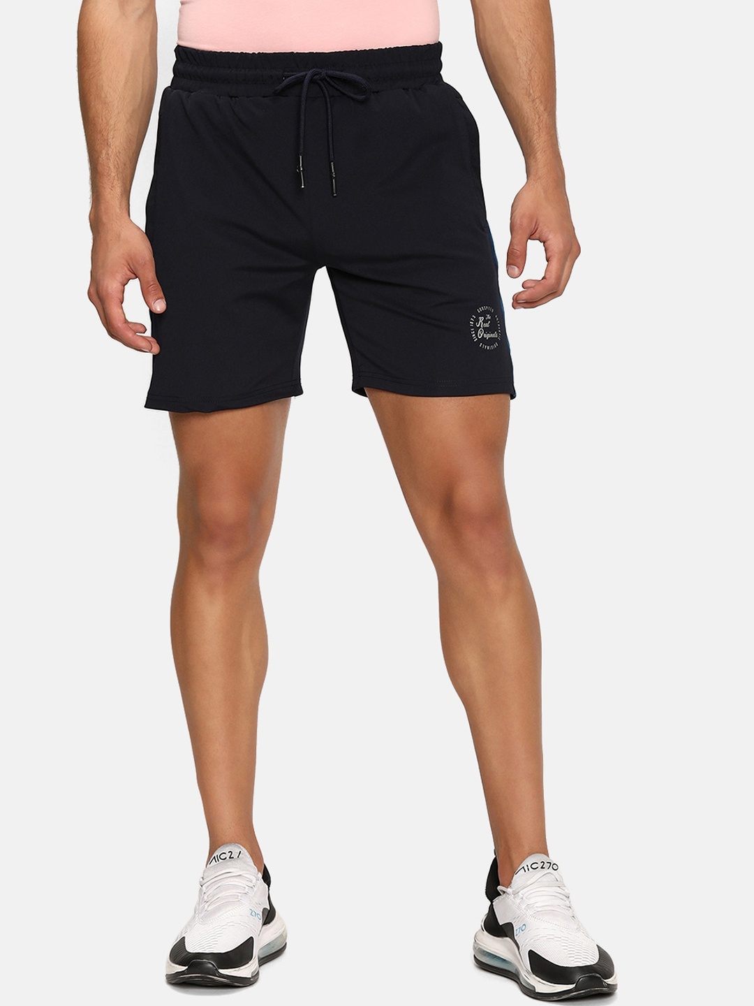 

V2 Value & Variety Men Navy Blue Cotton Solid Mid-Rise Shorts