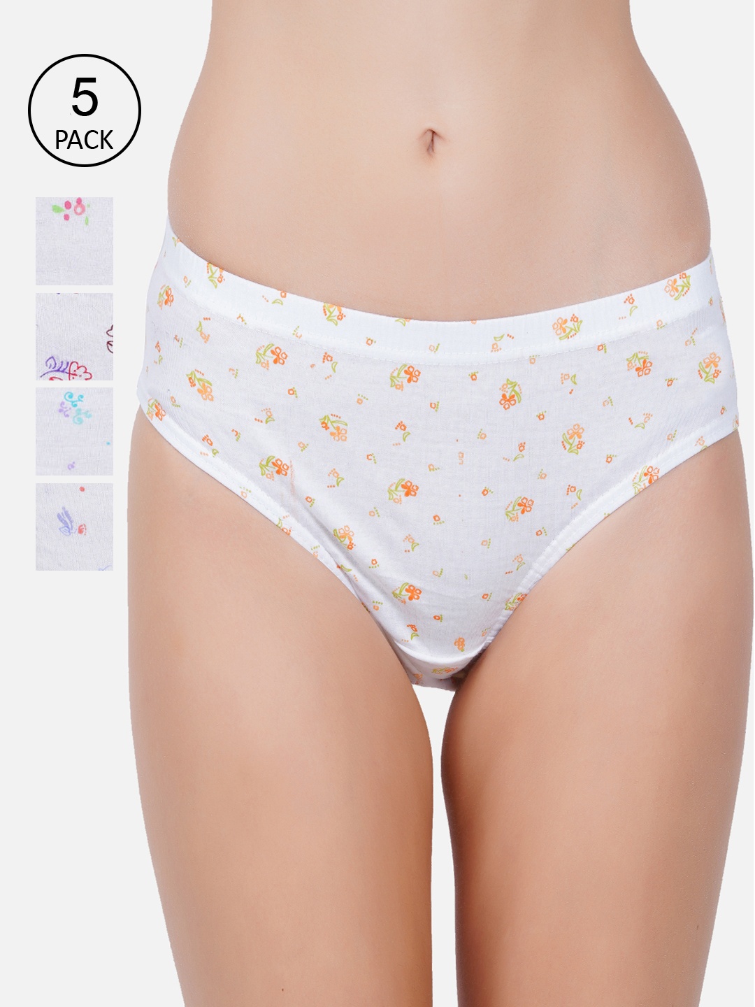 

PRIDE APPAREL Women Pack Of 5 Assorted Pure Cotton Hipster Briefs