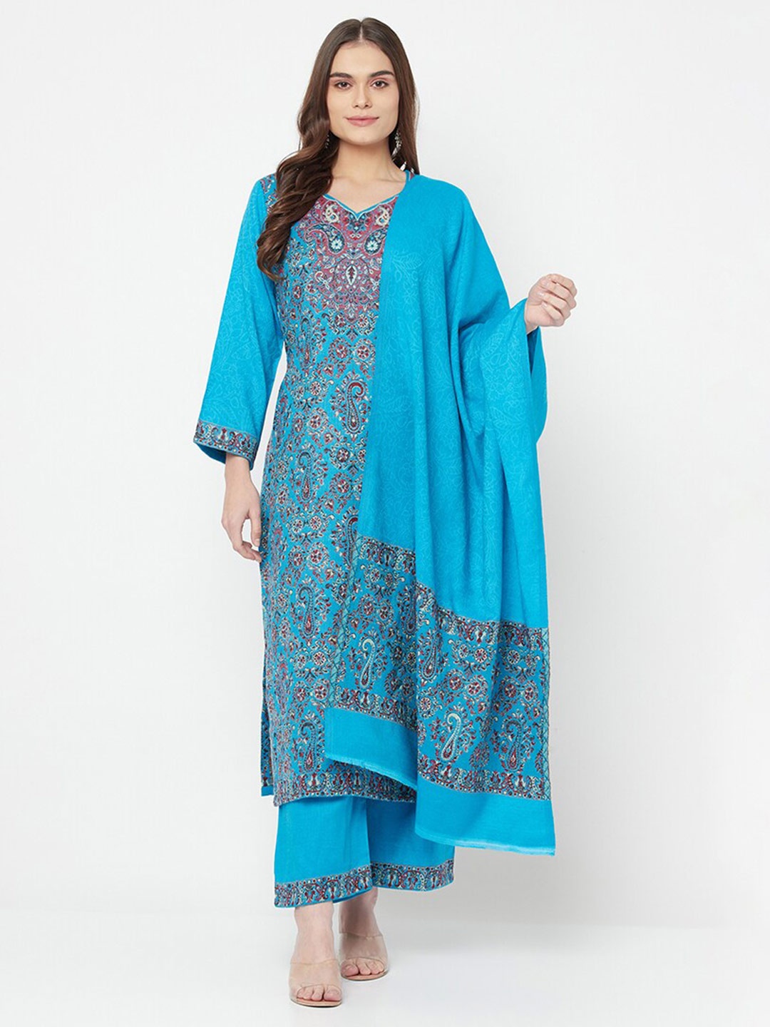 

Safaa Women Blue Winter Wear Acrylic Wool Unstitched Dress Material