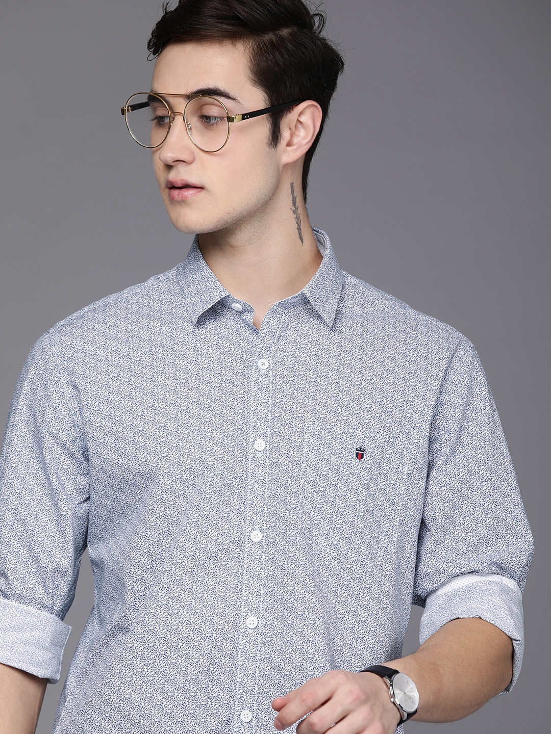 

Louis Philippe Sport Men White Slim Fit Printed Casual Shirt