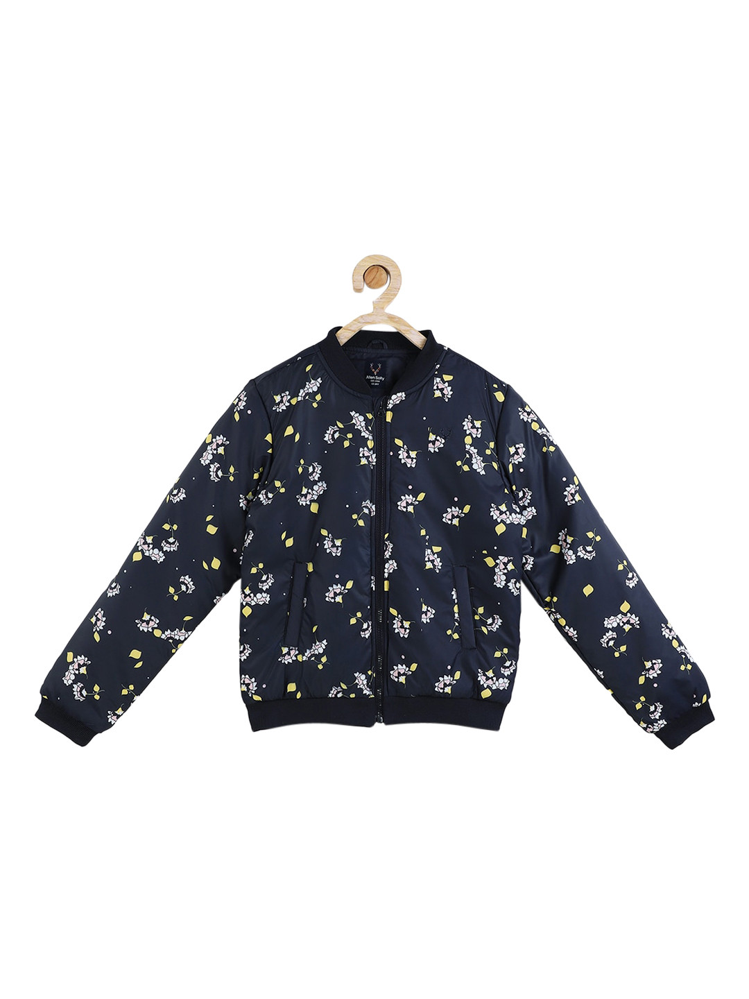 

Allen Solly Junior Girls Navy Blue Floral Printed Bomber Jacket