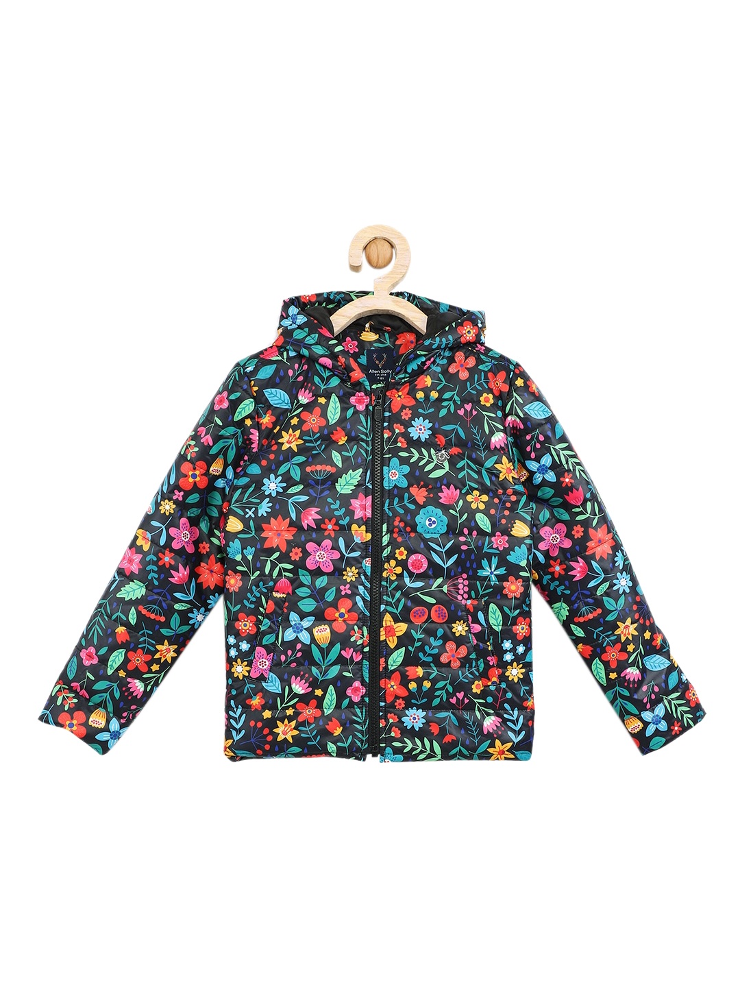 

Allen Solly Junior Girls Black & Blue Floral Printed Padded Jacket