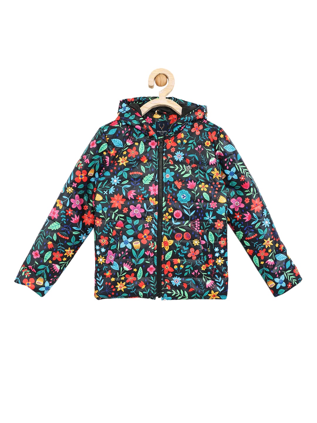 

Allen Solly Junior Girls Black & Blue Floral Printed Padded Jacket