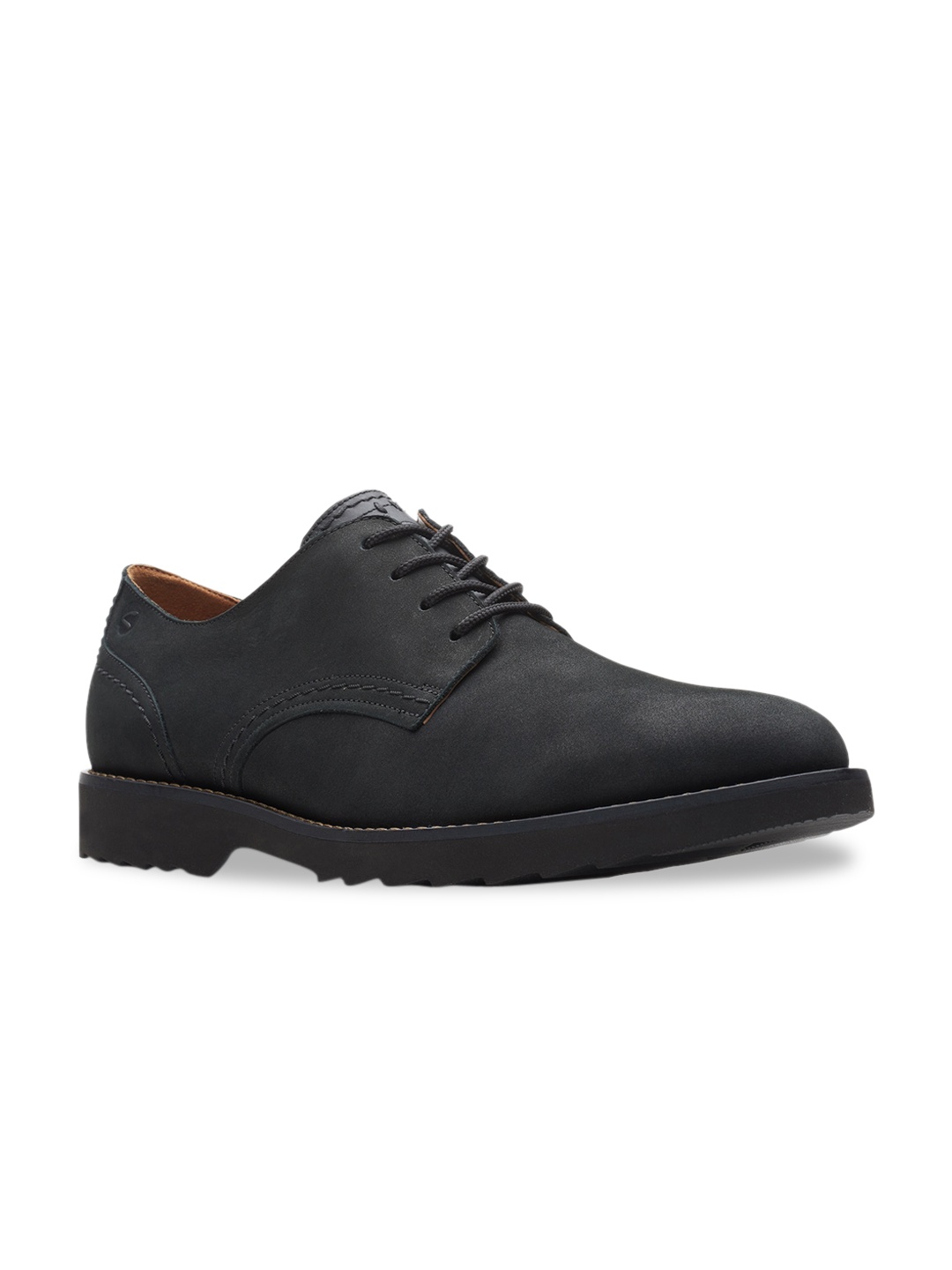 

Clarks Men Black Nubuck Leather Derbys
