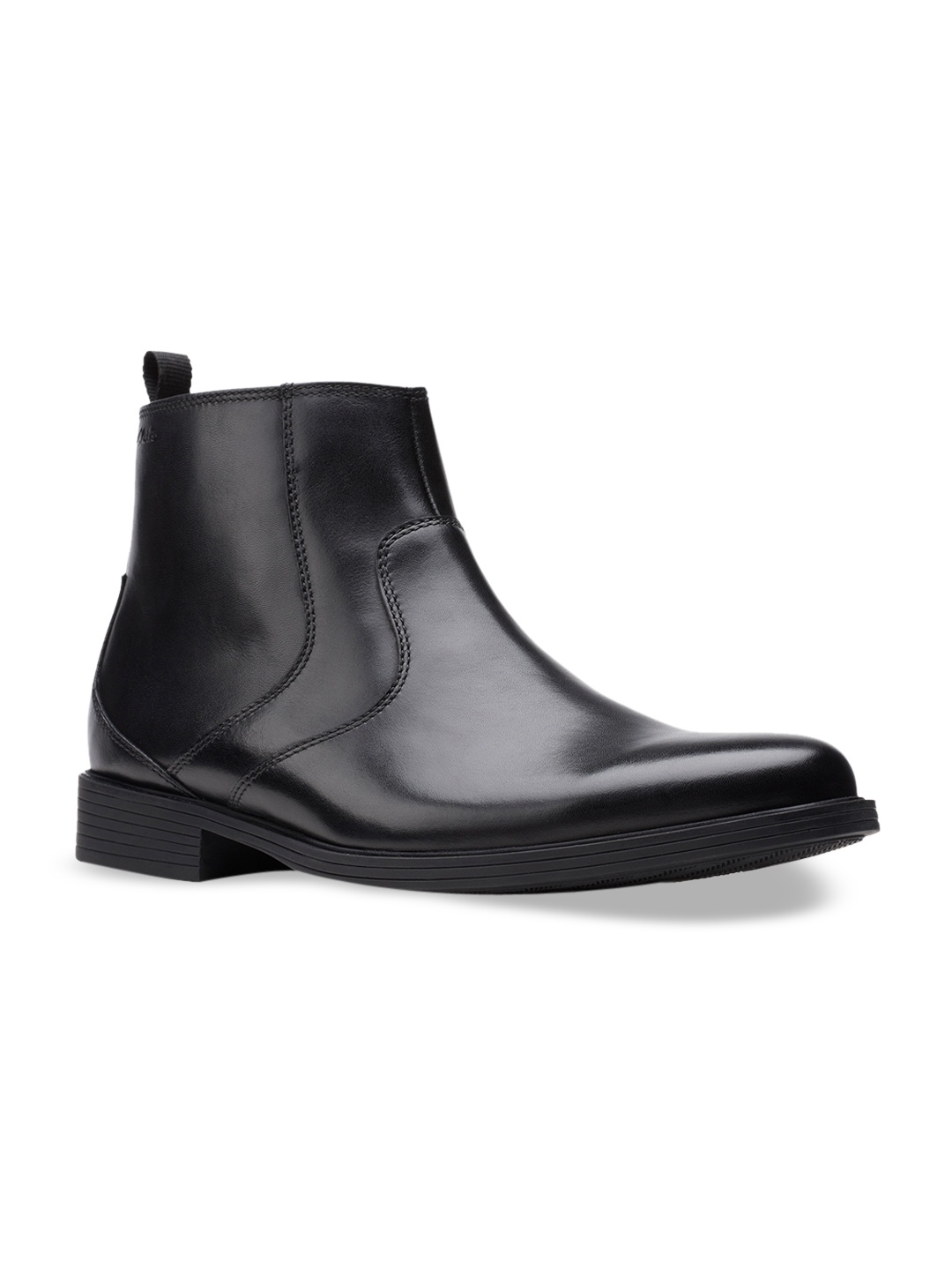 

Clarks Men Black Leather Flat Boots