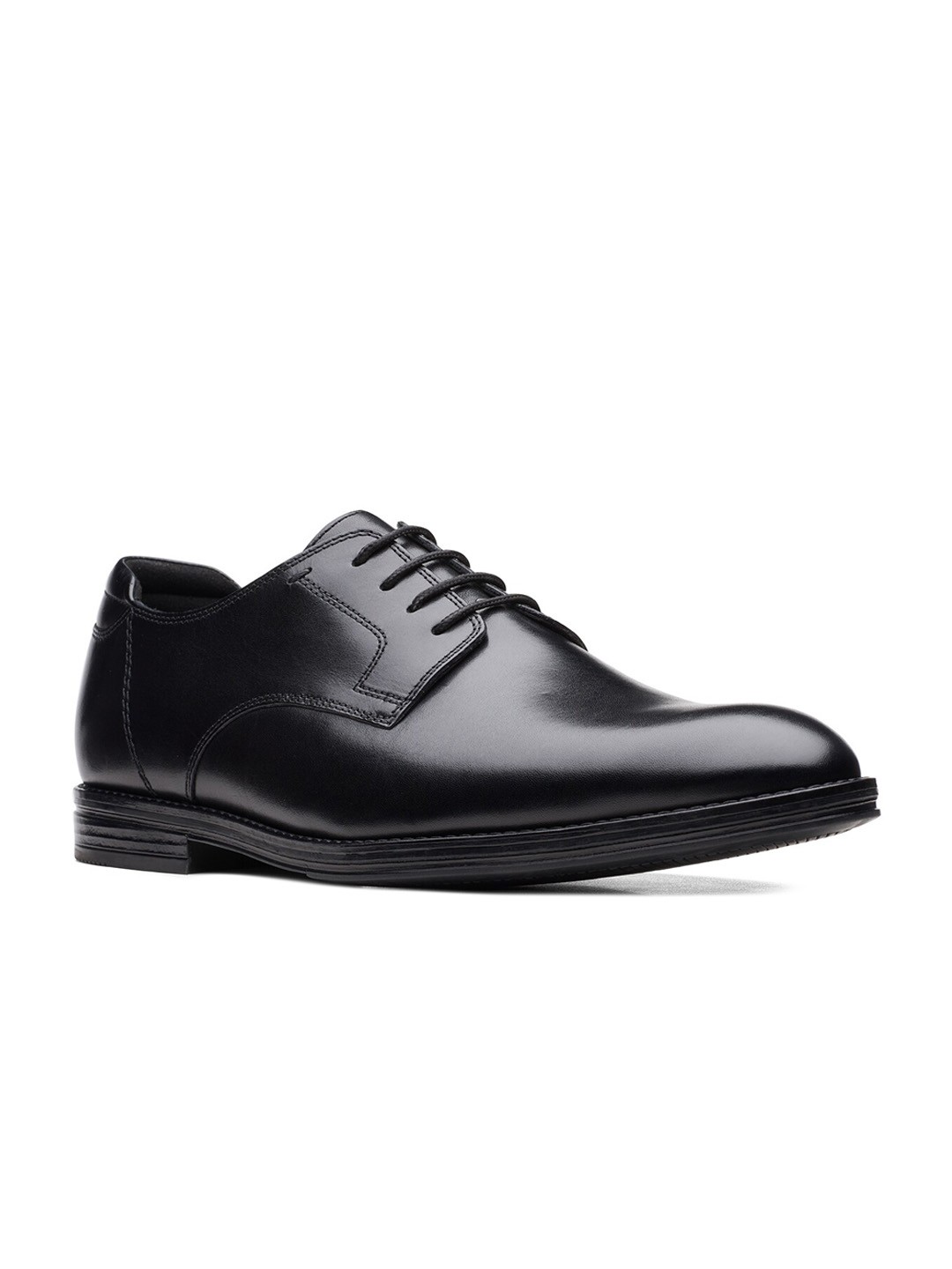 

Clarks Men Black Solid Leather Formal Derbys