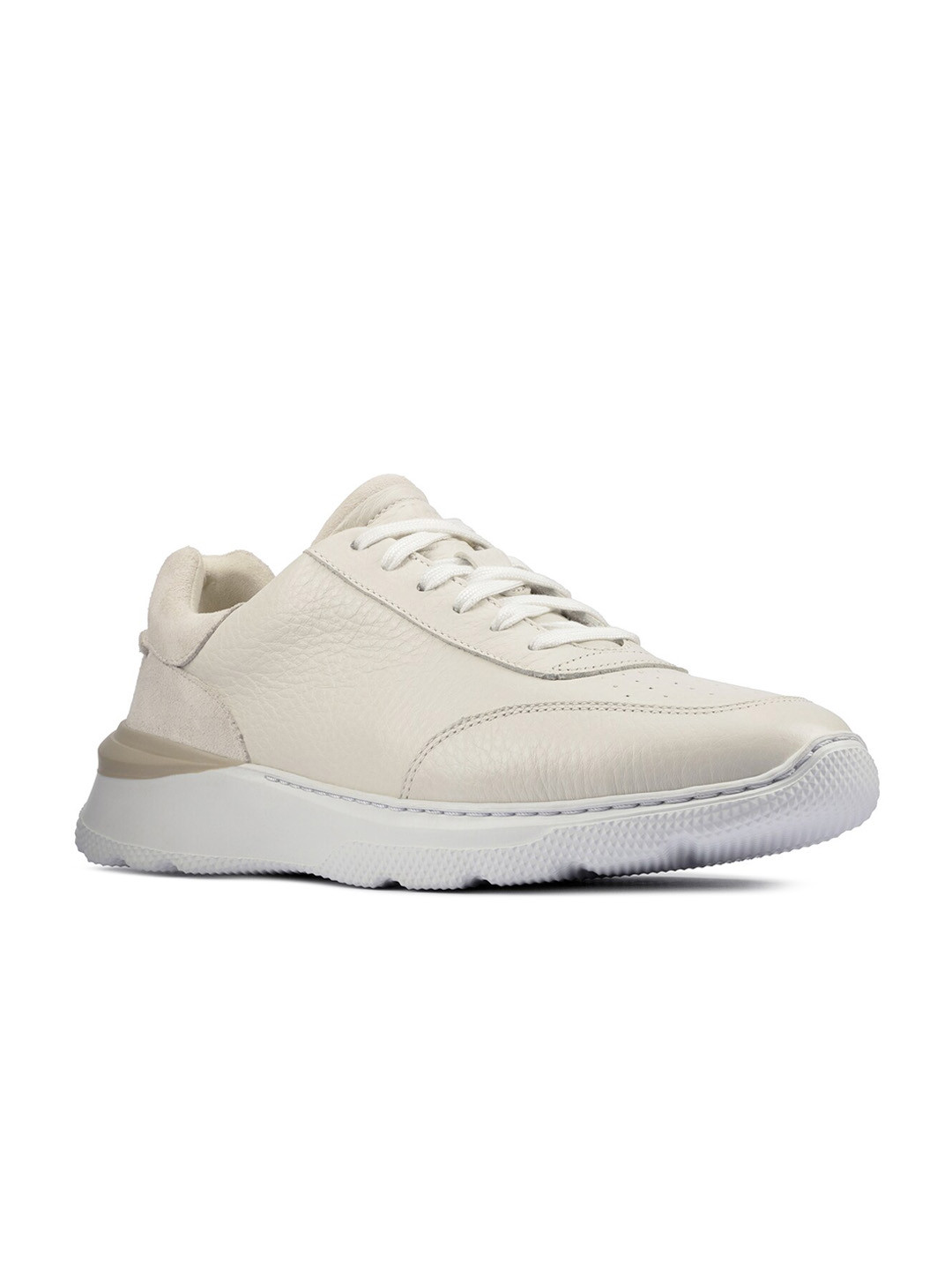 

Clarks Men White Solid Leather Sneakers