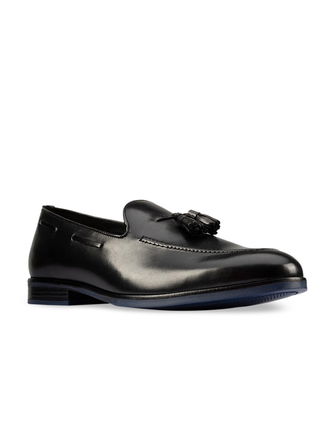 

Clarks Men Black Leather Tasselled Slip-Ons