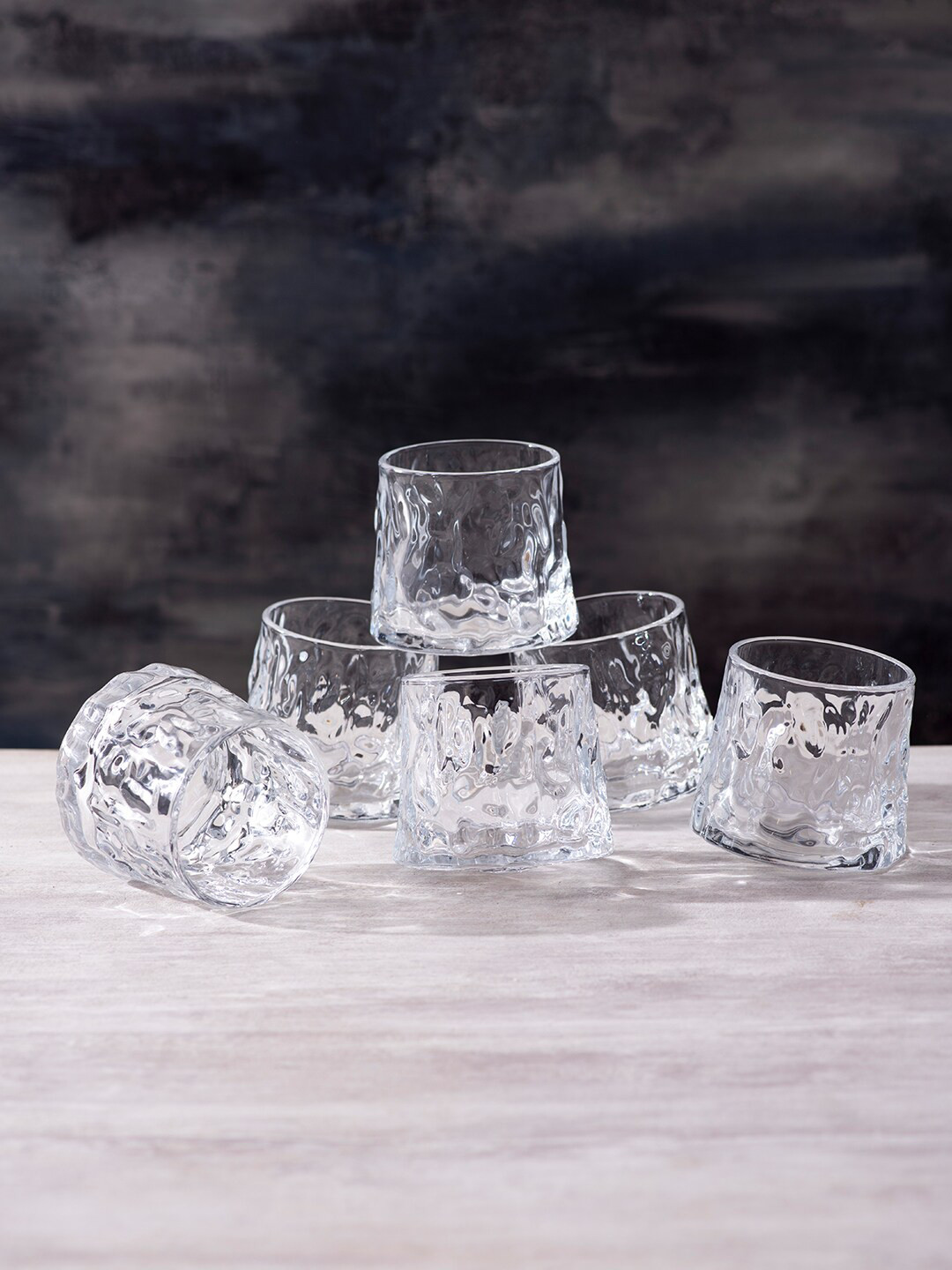 

nestroots Transparent 6 Pc Whisky Glasses Set - 350 ml each