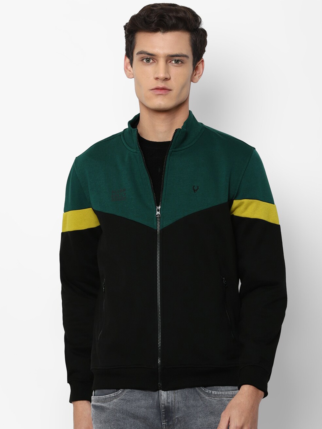 

Allen Solly Men Black Colourblocked Sweatshirt