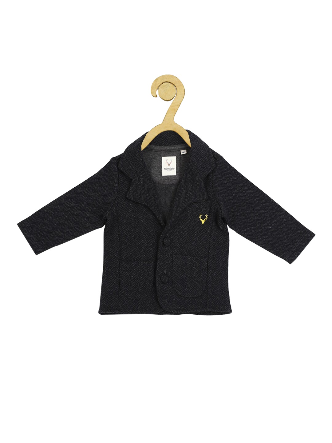 

Allen Solly Junior Boys Black Pure Cotton Single-Breasted Blazer