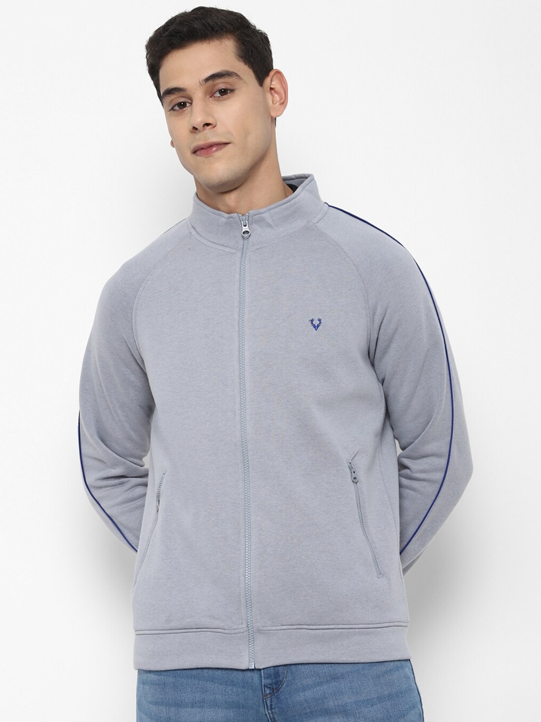 

Allen Solly Men Grey Solid Sweatshirt