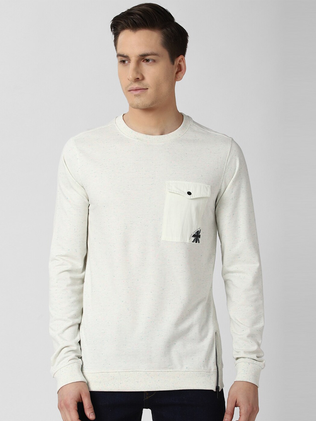 

Peter England Casuals Men White Solid Sweatshirt