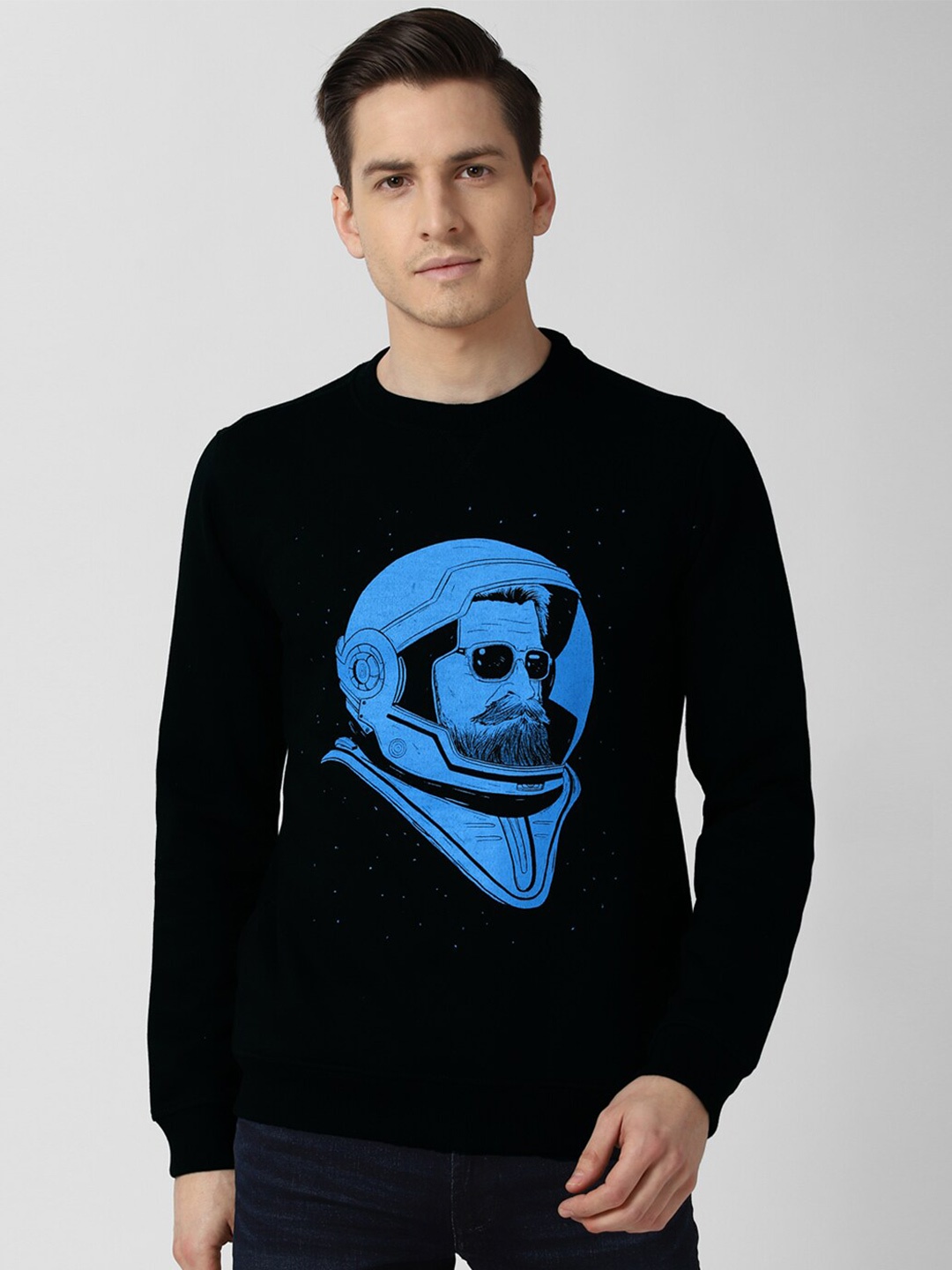 

Peter England Casuals Men Black Printed Sweatshirt