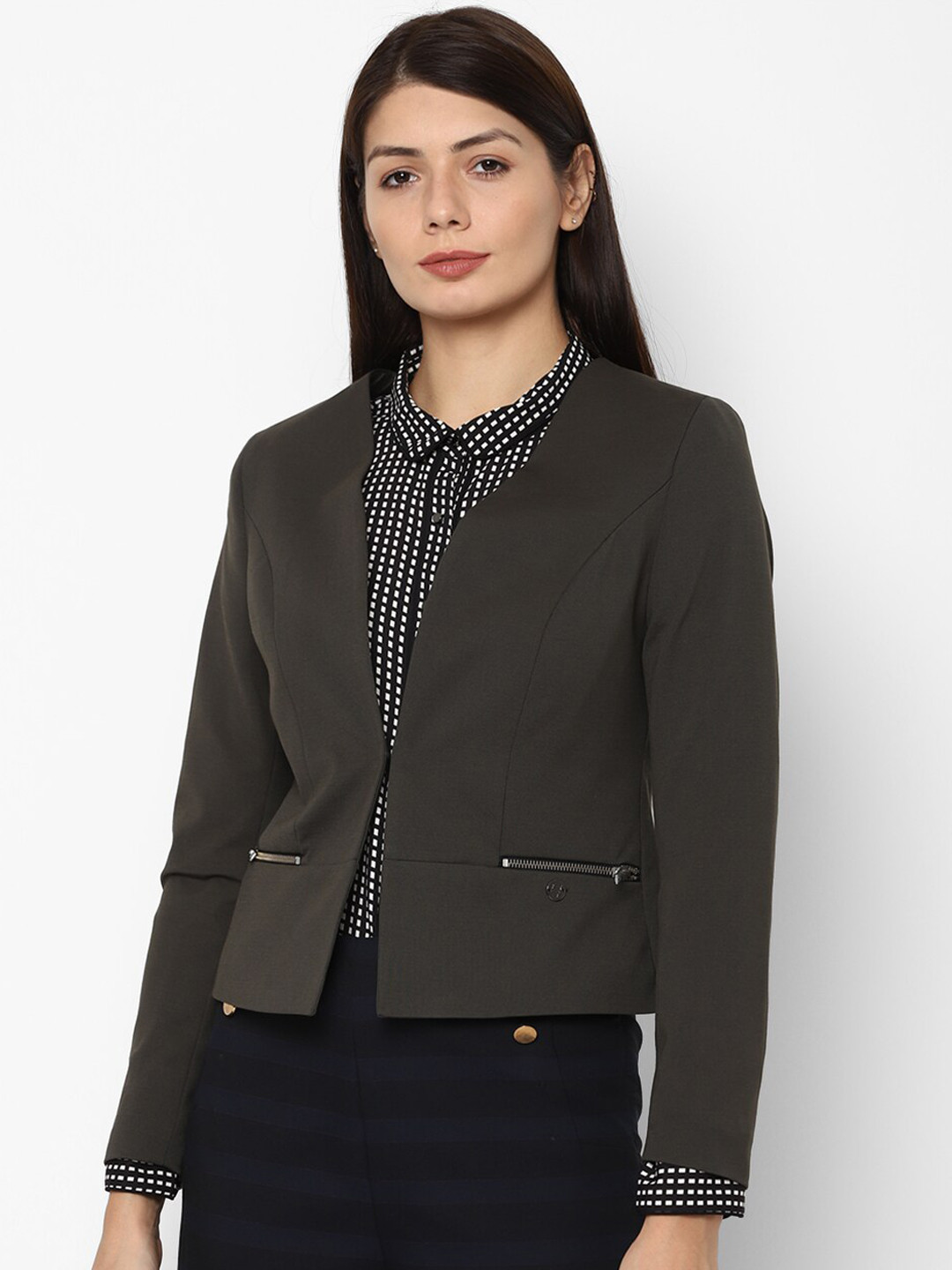 

Allen Solly Woman Grey Solid Formal Blazer