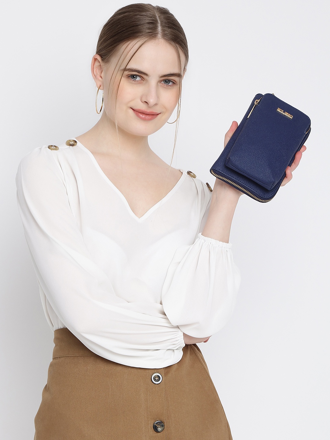 

KLEIO Textured Mobile Sling Cross body Bag, Blue