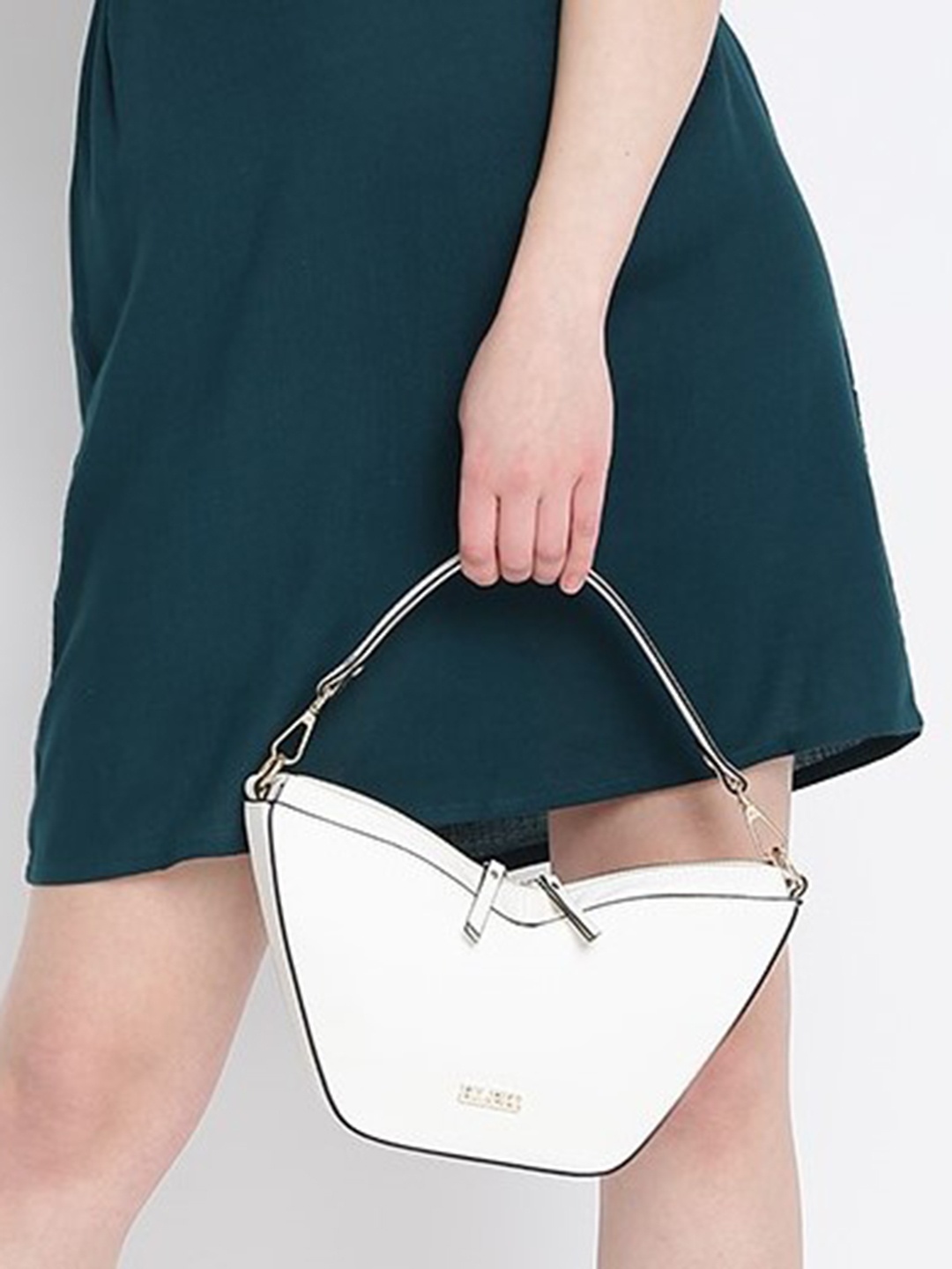 

KLEIO Unique Shaped Double Handle Handbag, Off white