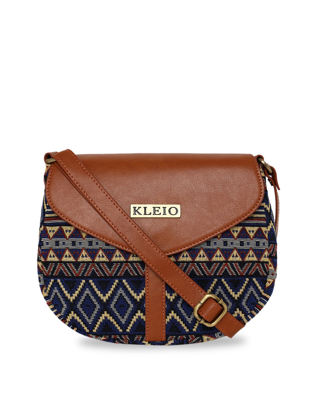 

KLEIO Jacquard Saddle Sling Bag, Tan