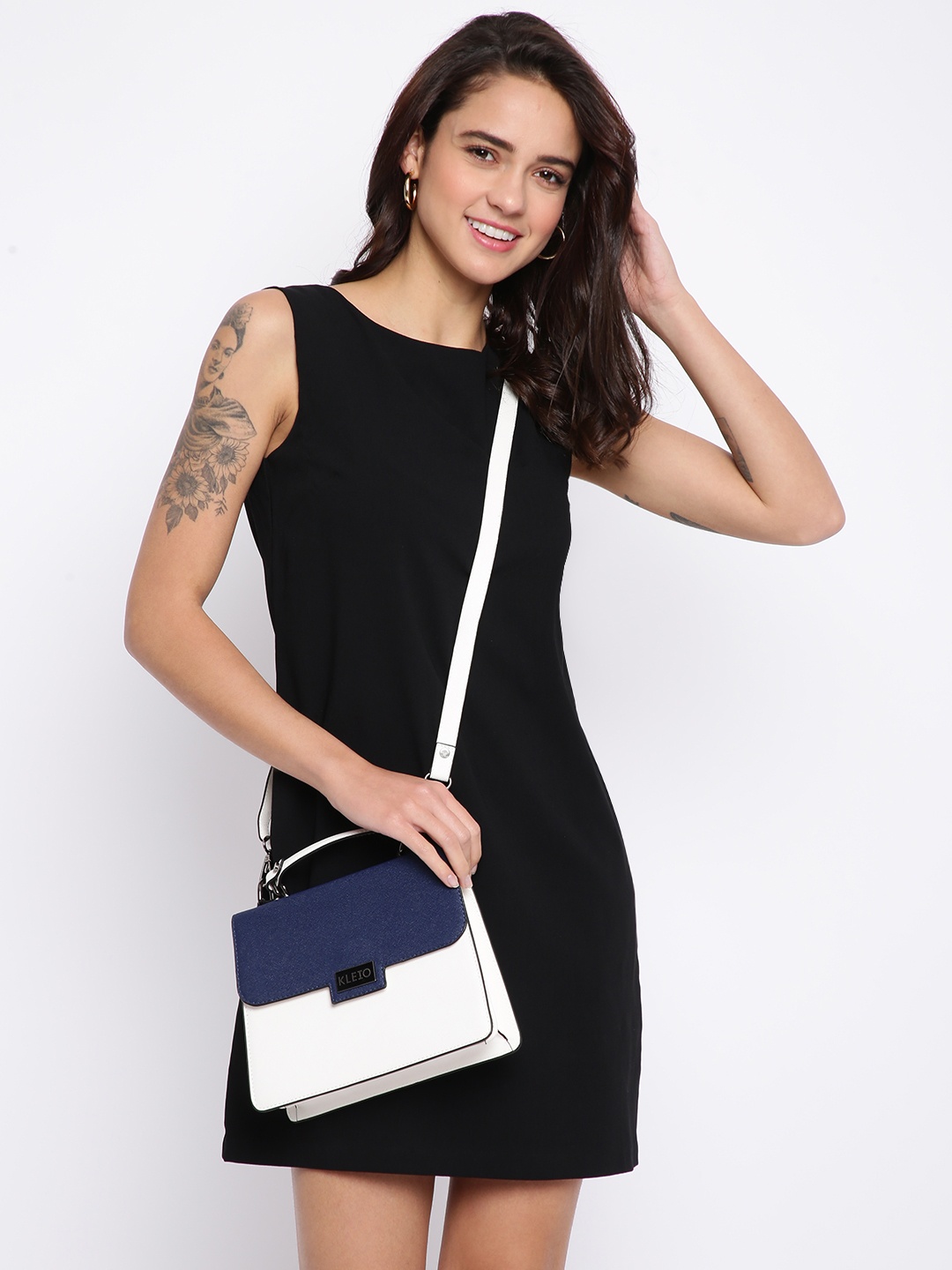 

KLEIO Colourblocked Top Handle Handbag, Navy blue