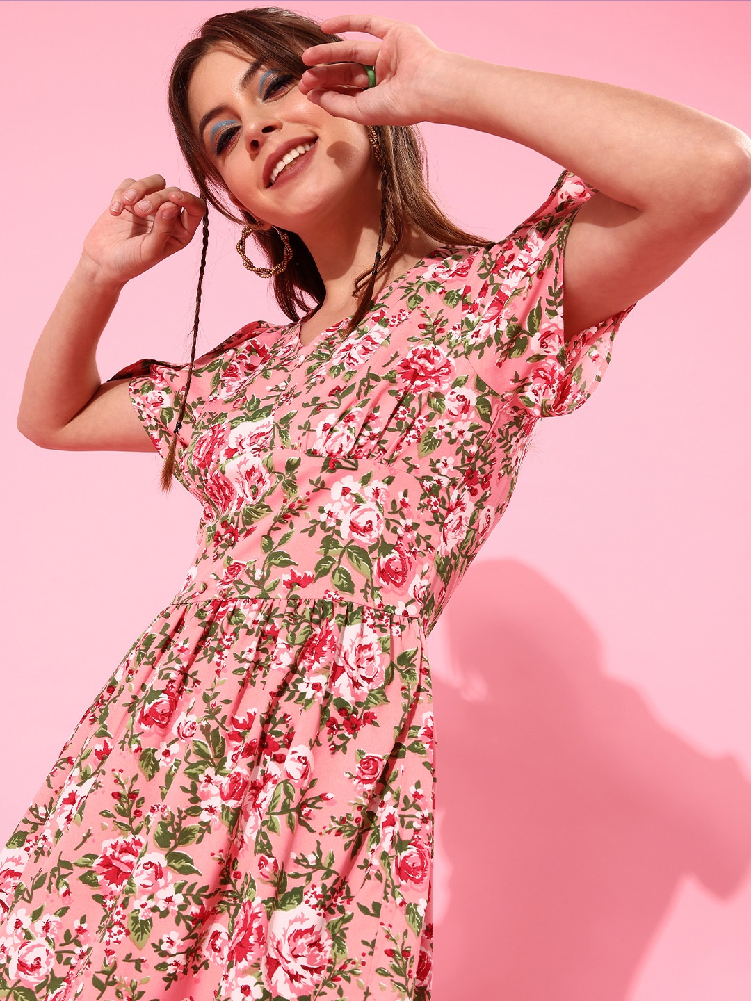 

Here&now Women Pretty Pink Floral Bustier Dress