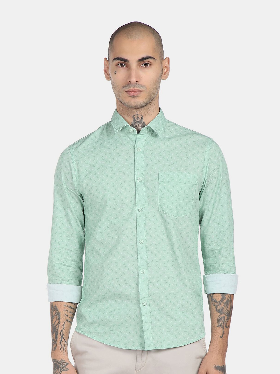

Ruggers Men Green Printed Casual Shirt