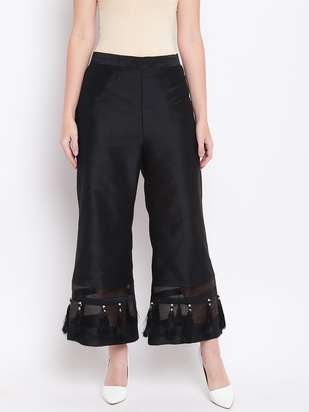 

RIVI Women Black Stripe Palazzos