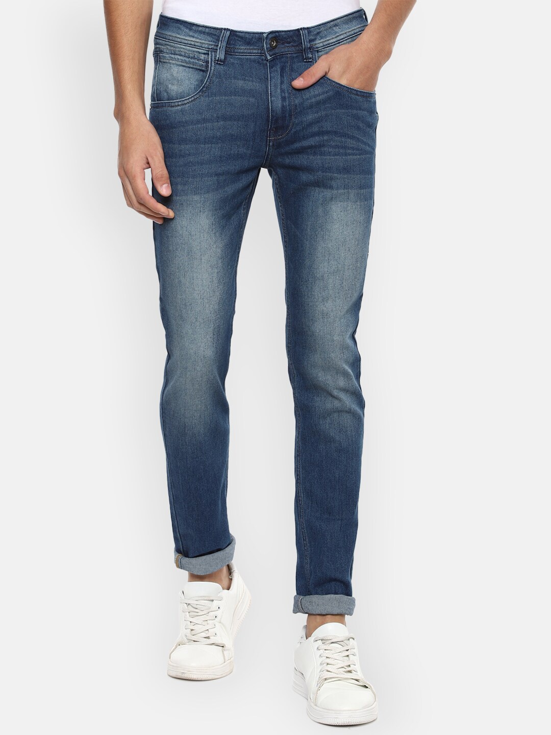 

VAN HEUSEN DENIM LABS Men Navy Blue Skinny Fit Heavy Fade Jeans