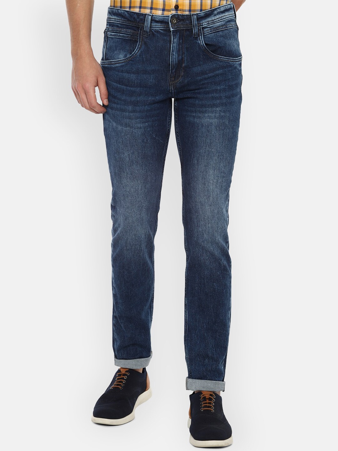 

VAN HEUSEN DENIM LABS Men Navy Blue Slim Fit Heavy Fade Jeans