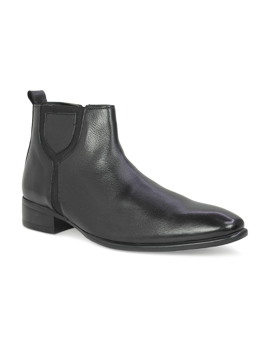

PRIVO Men Black Solid Leather Mid-Top Formal Boots
