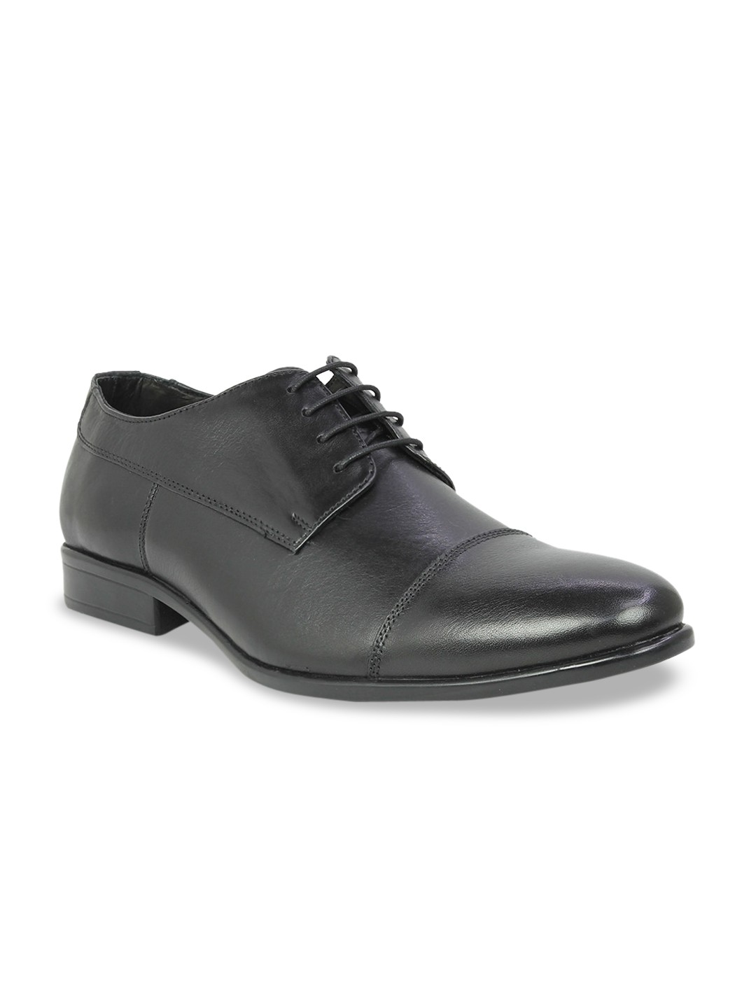 

PRIVO by Inc.5 Men Black Solid Leather Formal Derbys
