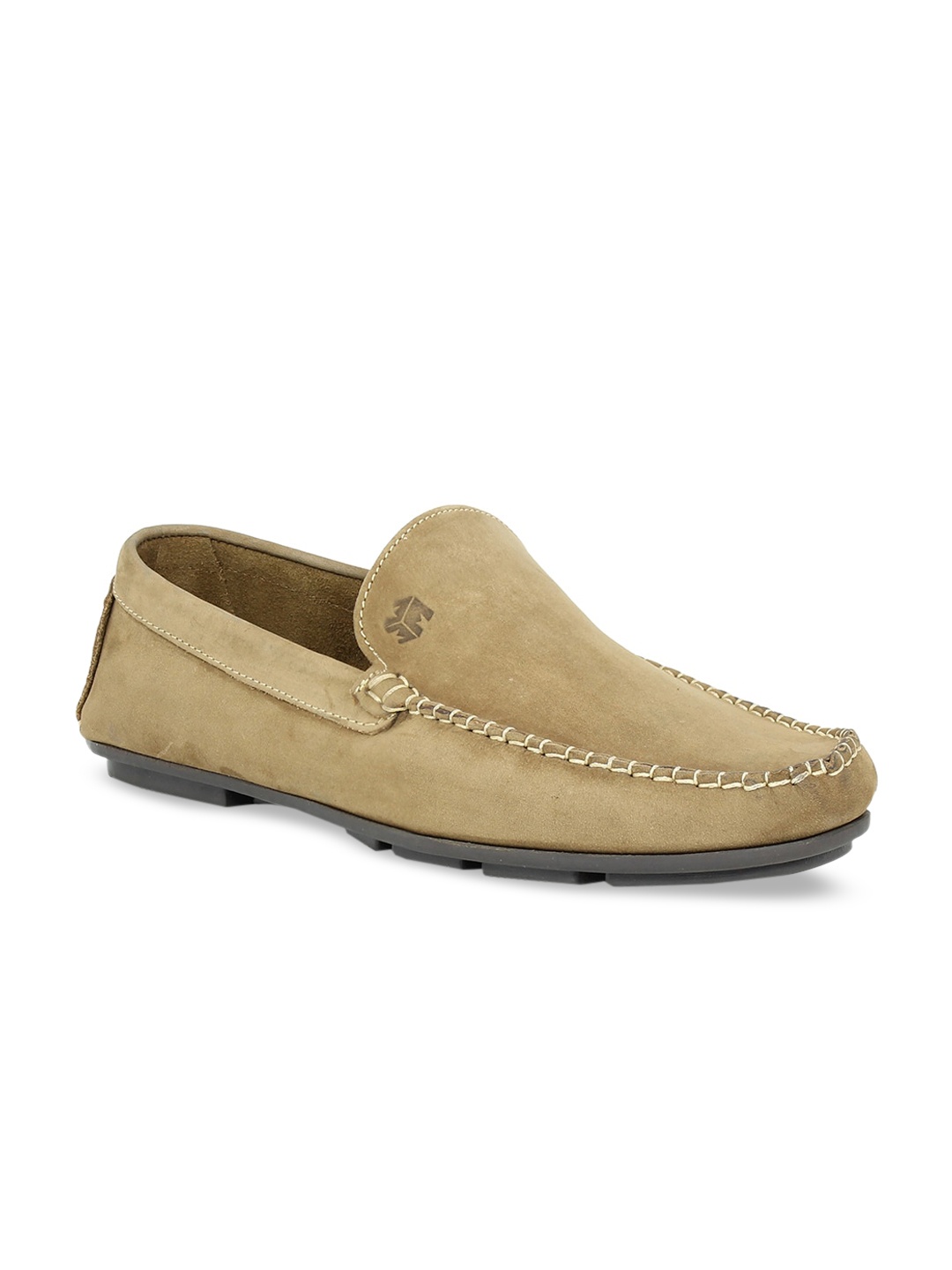 

PRIVO by Inc.5 Men Beige Solid Leather Driving Shoes