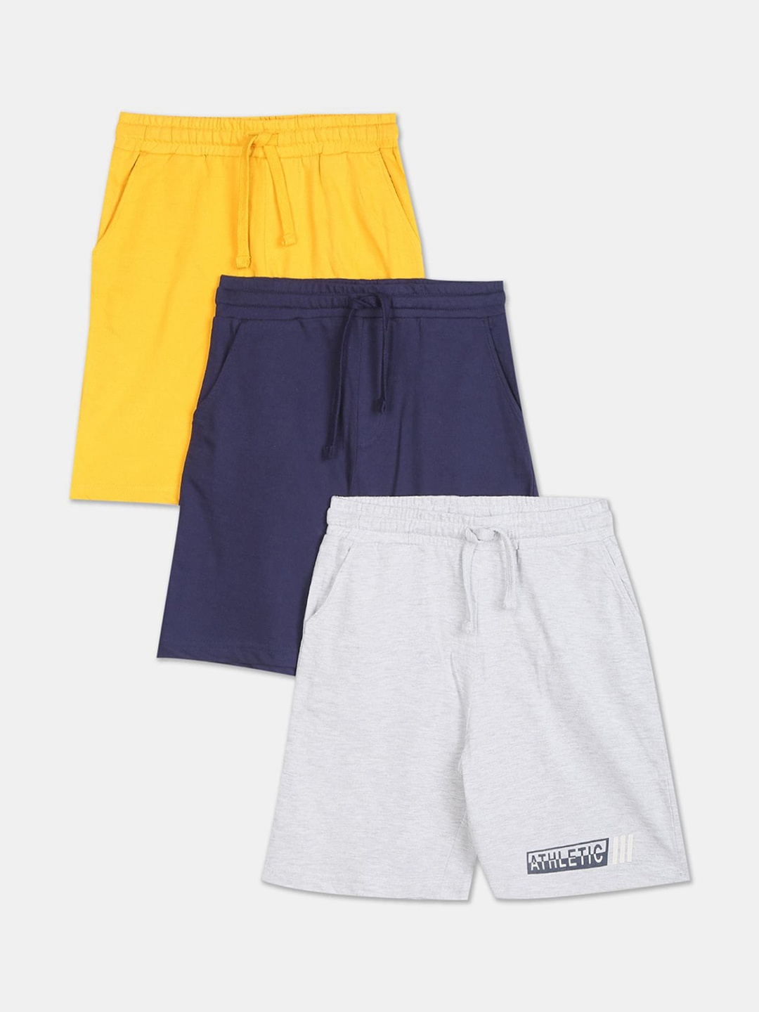 

Ruggers Junior Boys Pack Of 3 Solid Pure Cotton Shorts, Yellow