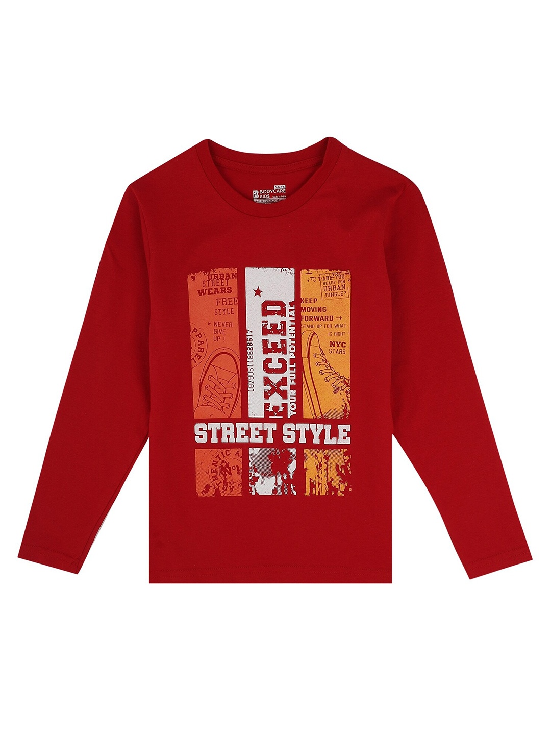 

PROTEENS Boys Antiviral & Antibacterial Red Typography Printed T-shirt