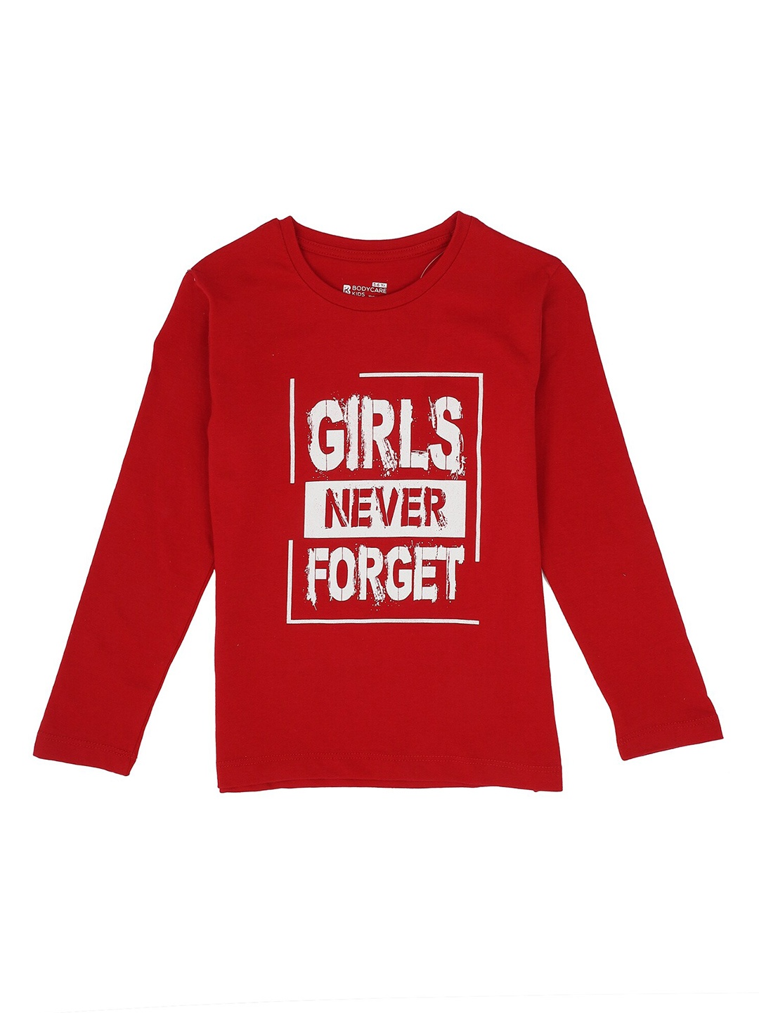 

PROTEENS Girls Antiviral & Antibacterial Red Typography Printed T-shirt